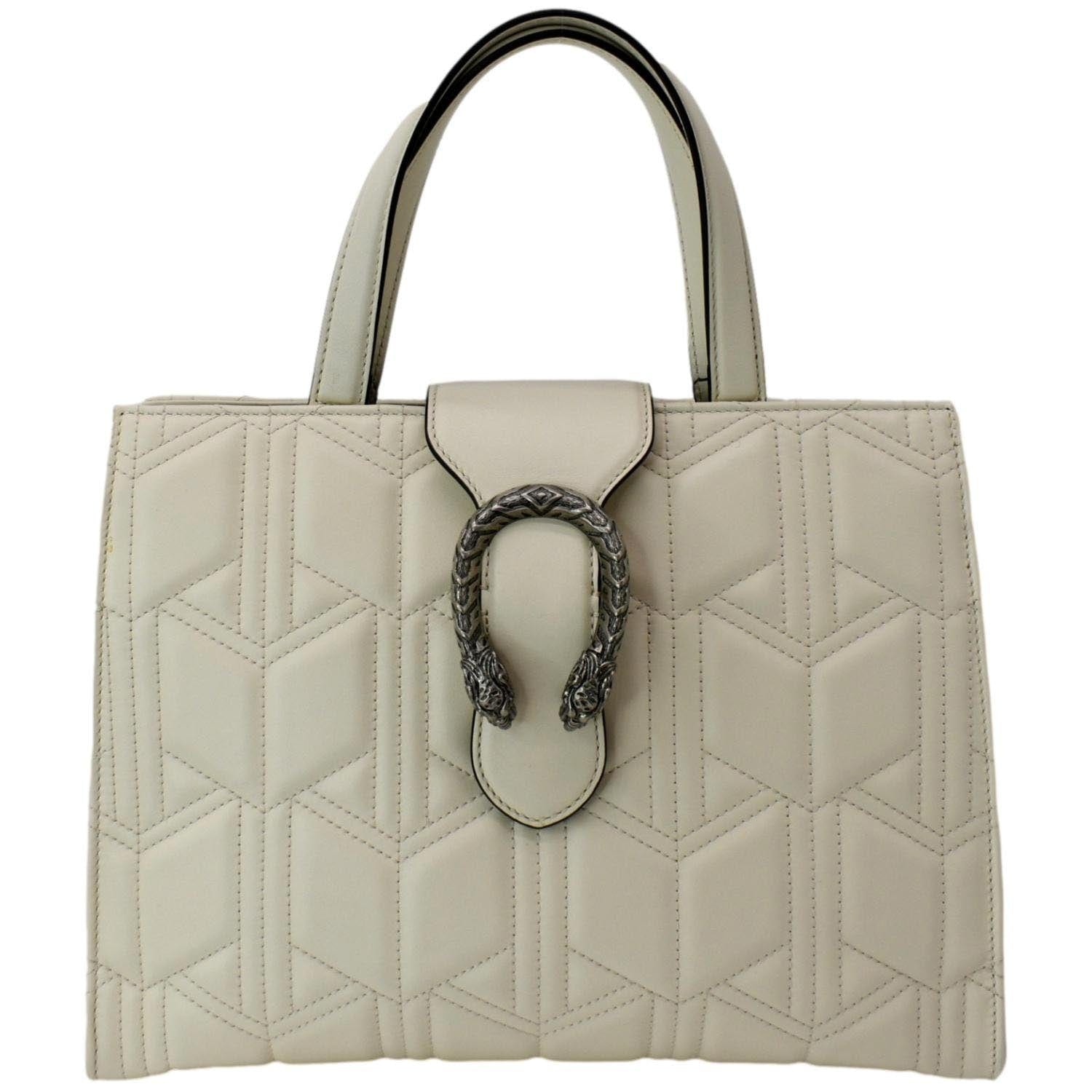 GUCCI Medium Dionysus Leather Tote Bag Ivory 444073