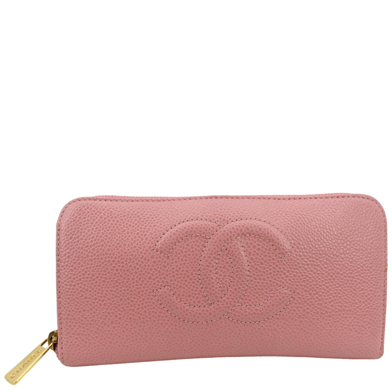 CHANEL CC Timeless Caviar Zip Around Wallet Pink