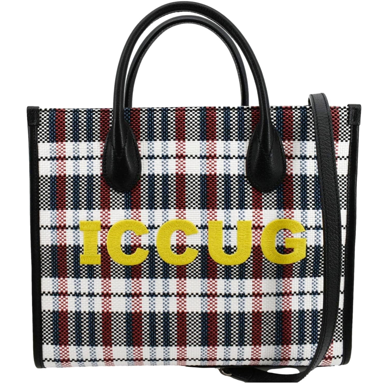 GUCCI Iccug Checked Embroidered Canvas Tote Bag Multicolor 659983