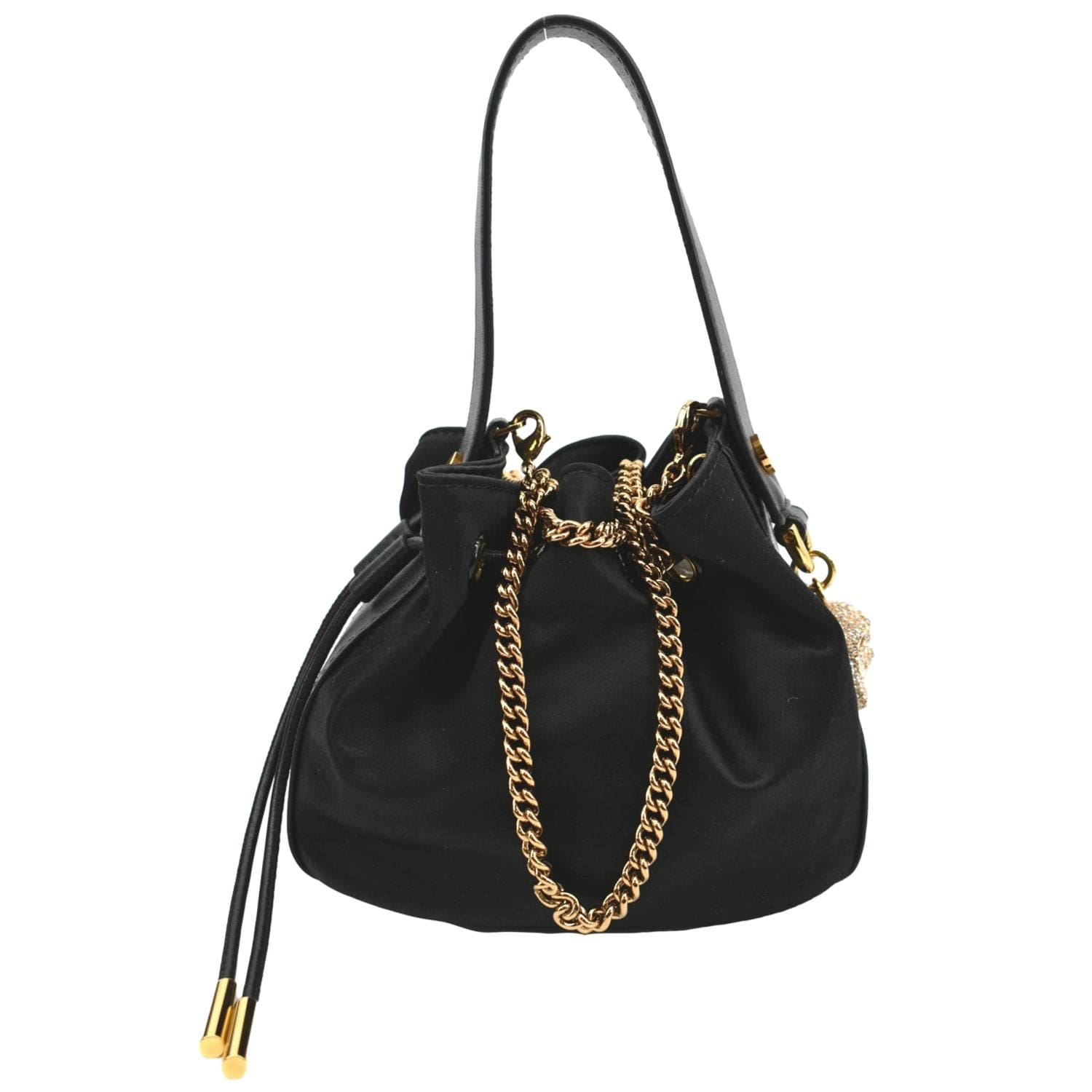 VERSACE La Medusa Charm Bucket Shoulder Bag Black