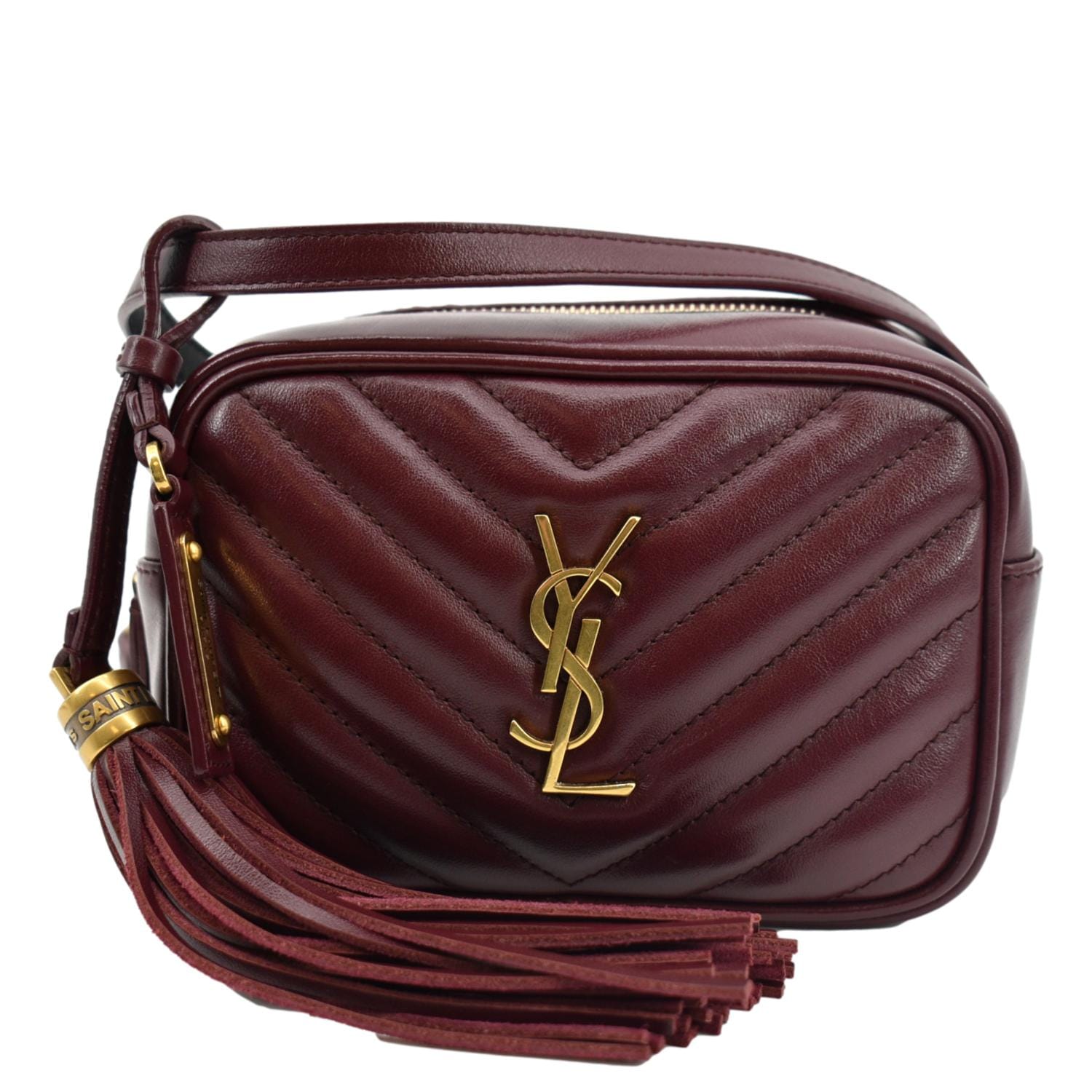 YVES SAINT LAURENT Lou Calfskin Leather Crossbody Belt Bag Red