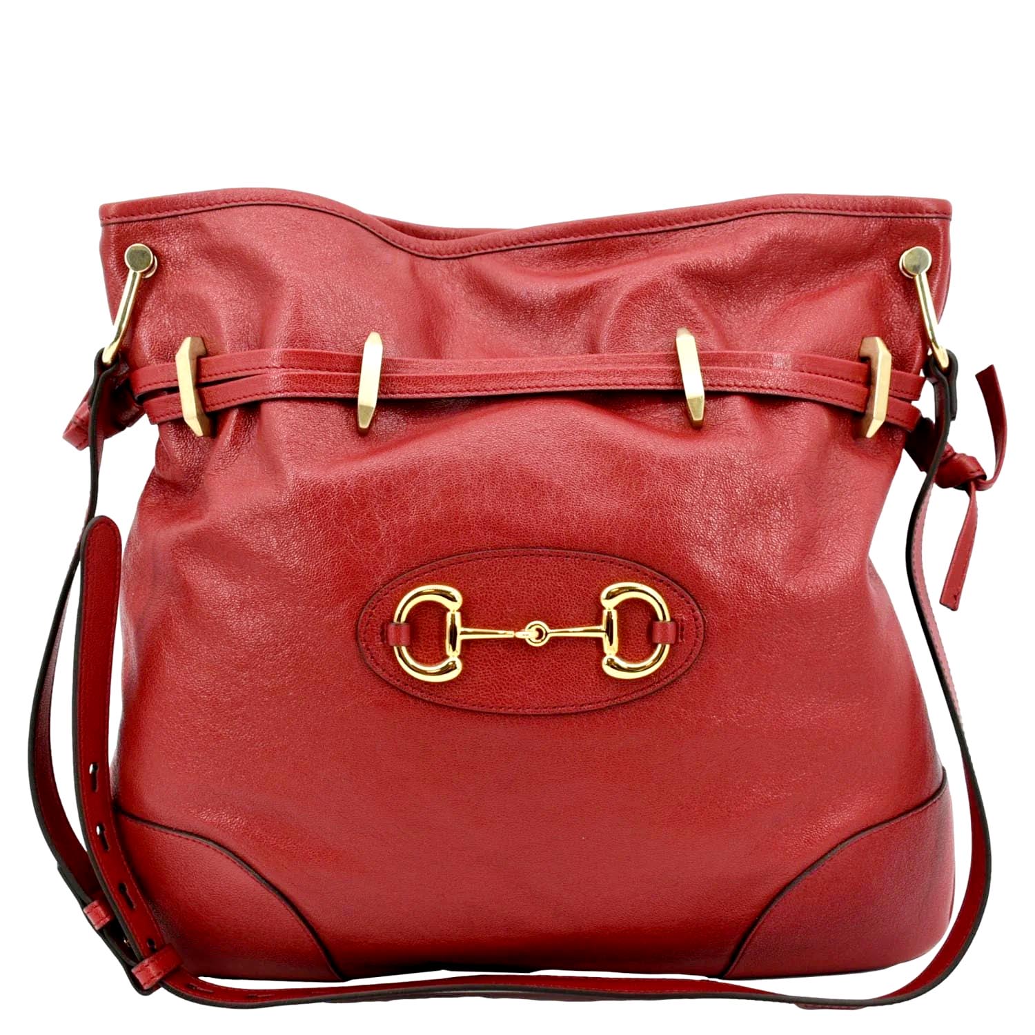 GUCCI Horsebit 1955 Leather Messenger Bag Red 602089