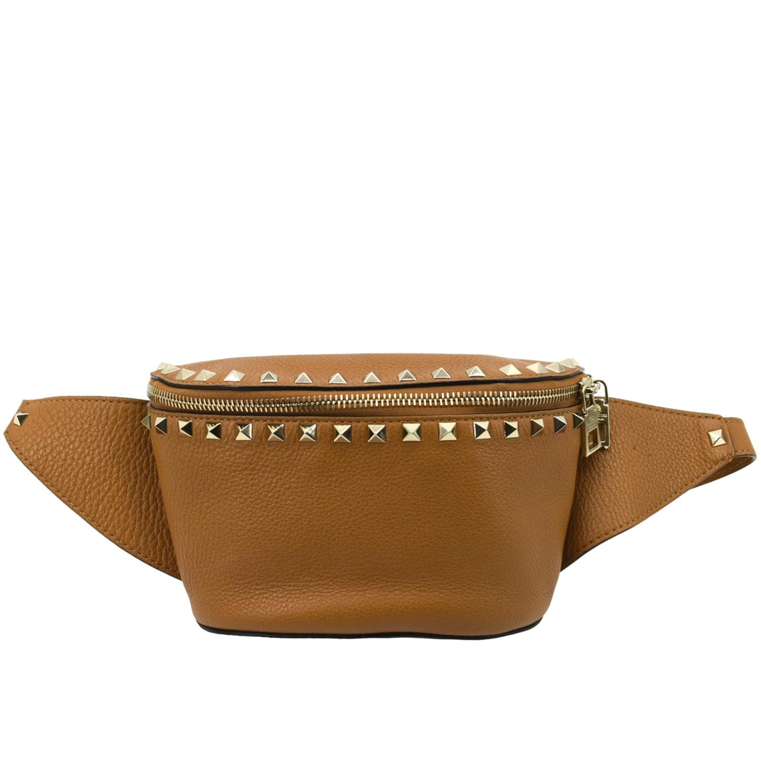 VALENTINO Spike Leather Belt Bag Camel