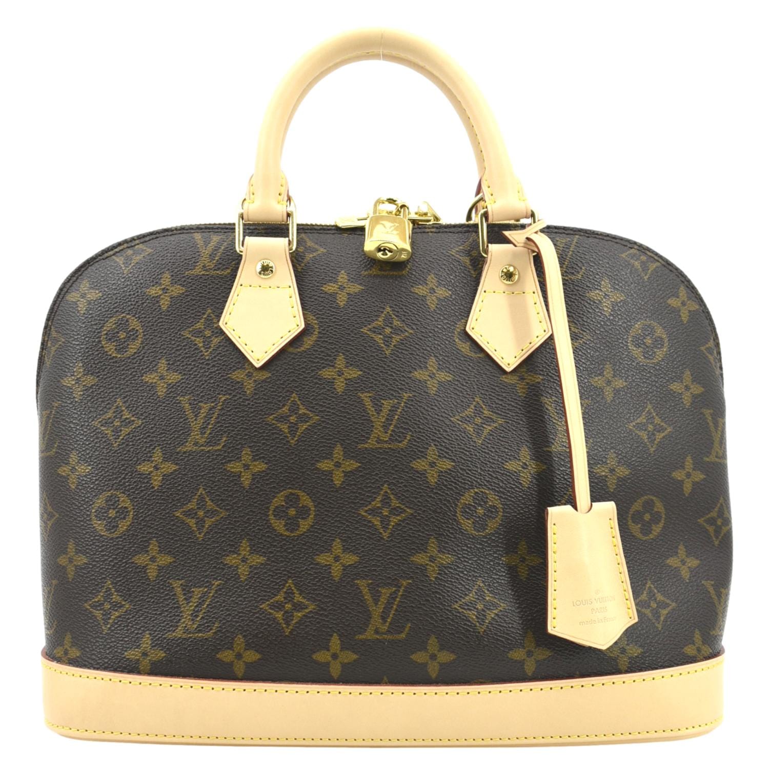 LOUIS VUITTON Alma PM Monogram Canvas Satchel Bag Brown