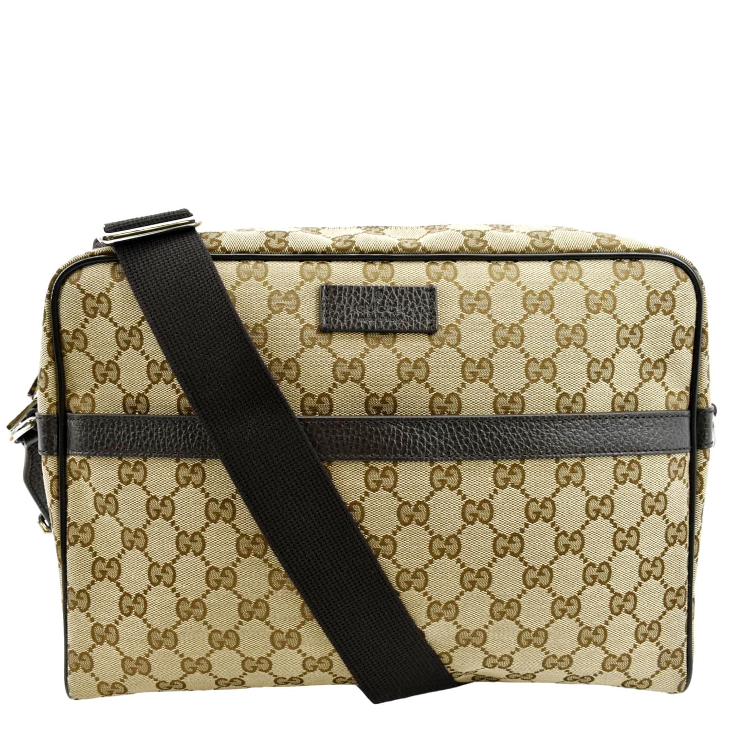 GUCCI GG Monogram Canvas Messenger Bag Dark Beige 449173