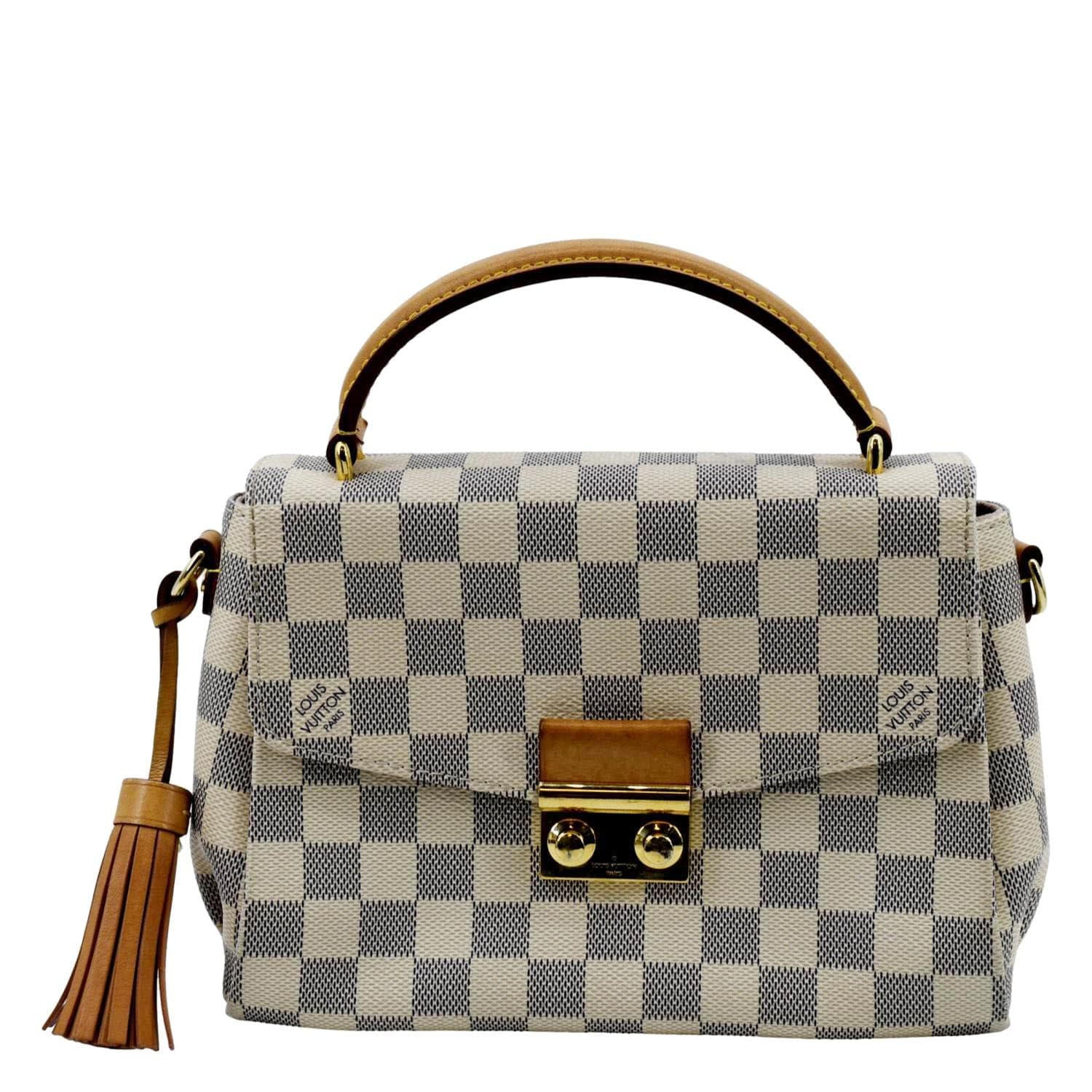 LOUIS VUITTON Croisette Damier Azur Satchel Crossbody Bag White