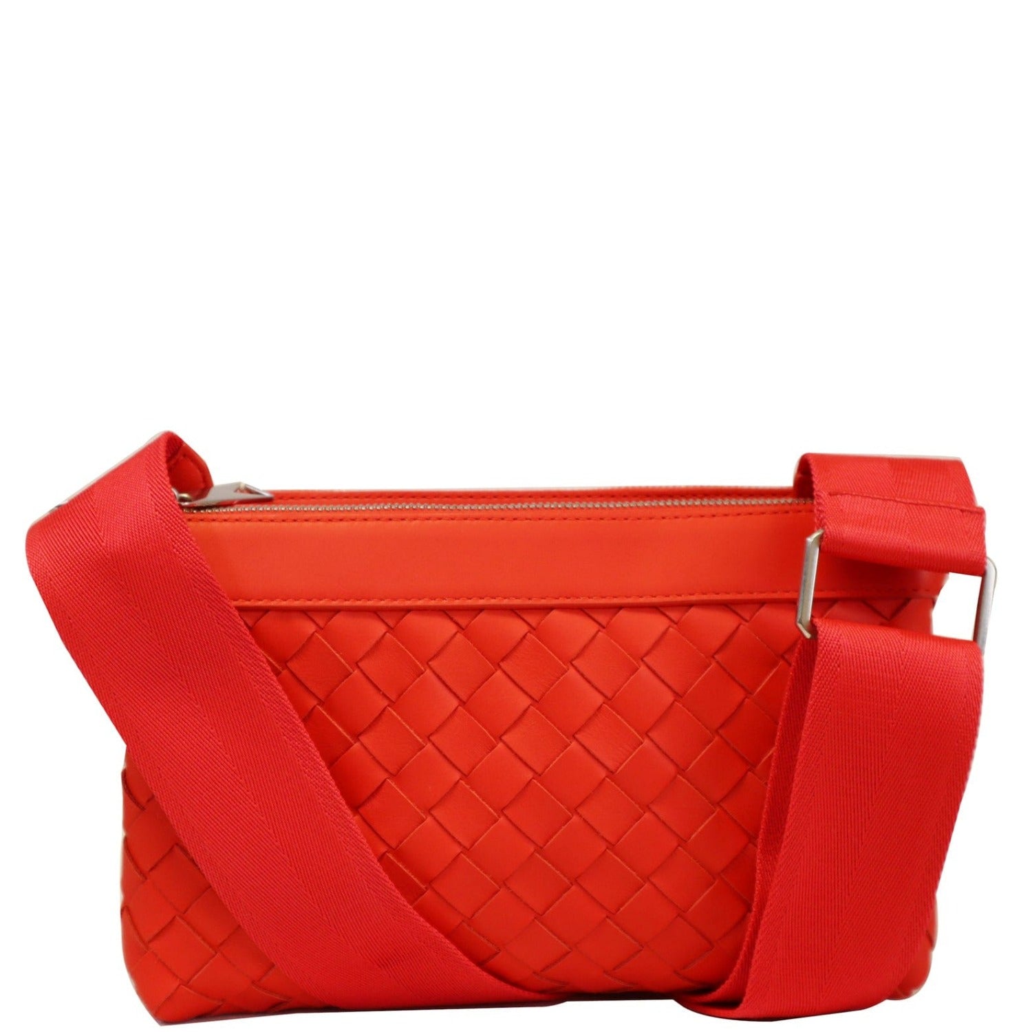 BOTTEGA VENETA Intrecciato Leather Crossbody Messenger Bag Red