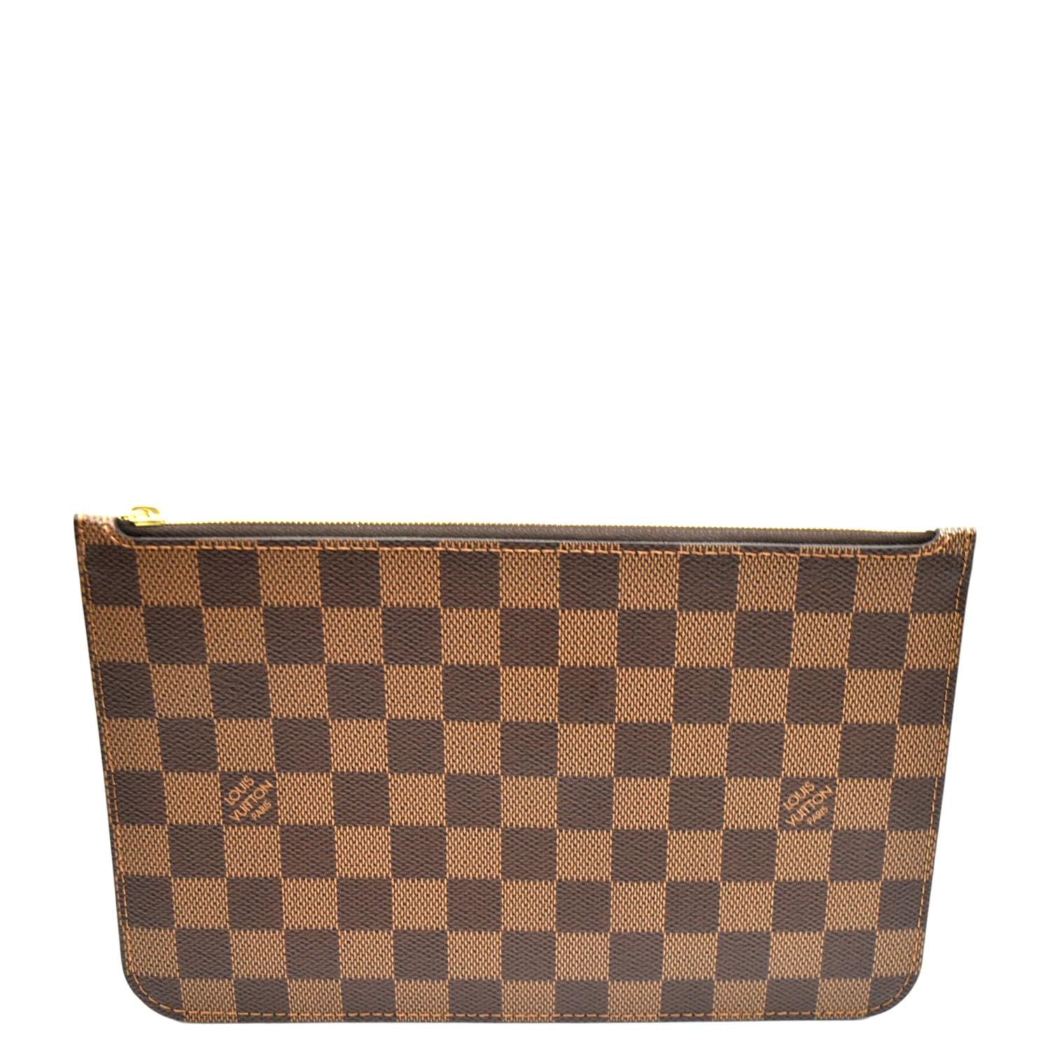 LOUIS VUITTON Neverfull Damier Ebene Pochette Wristlet Pouch Brown