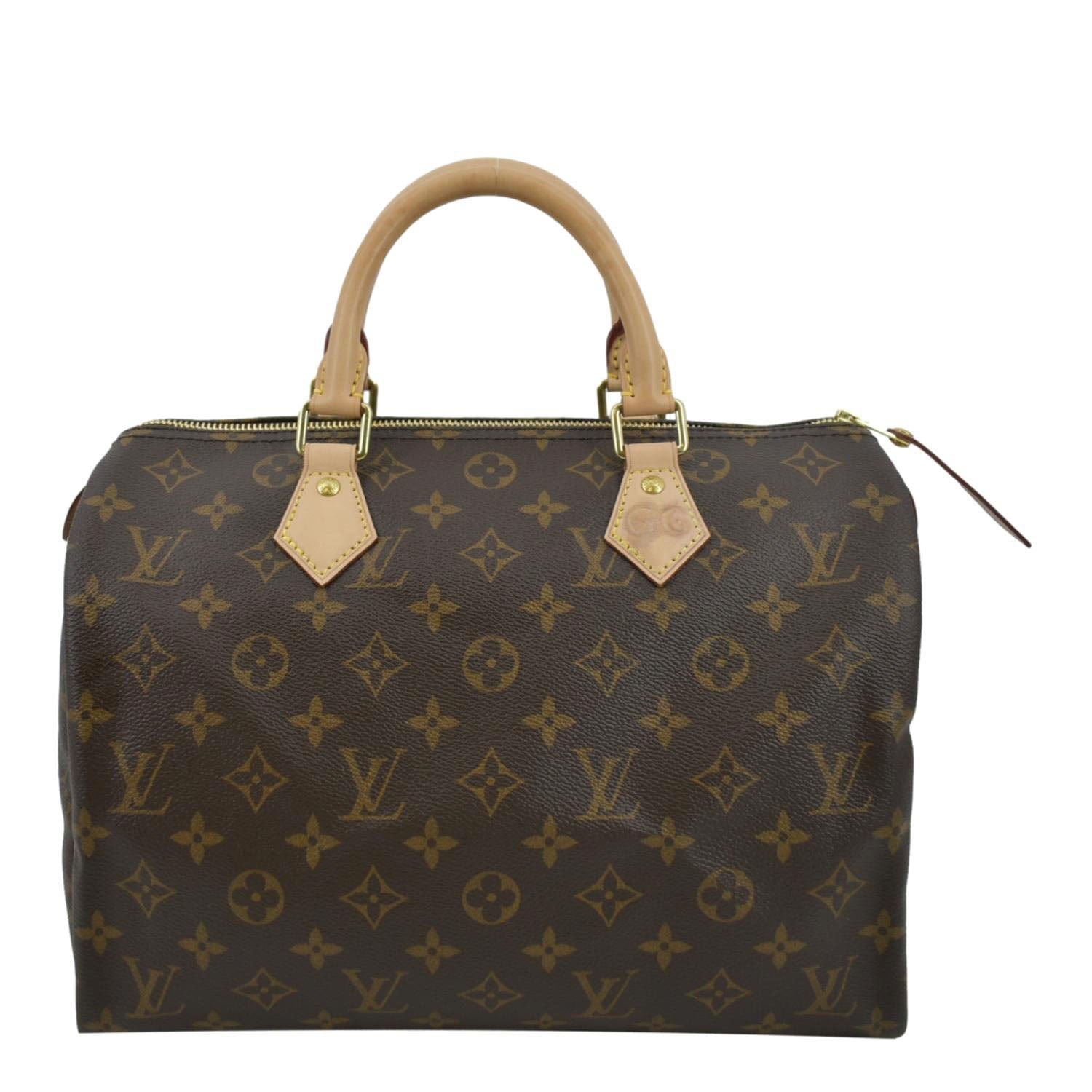 LOUIS VUITTON Speedy 30 Monogram Canvas Satchel Bag Brown