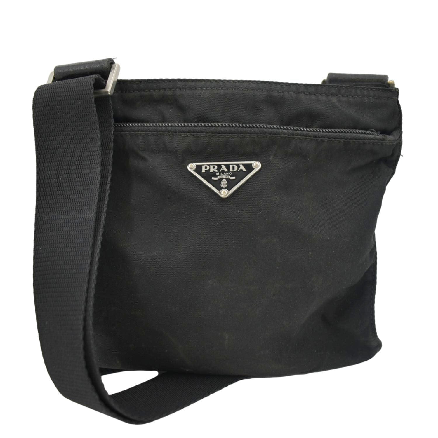 PRADA Nylon Crossbody Messenger Bag Black