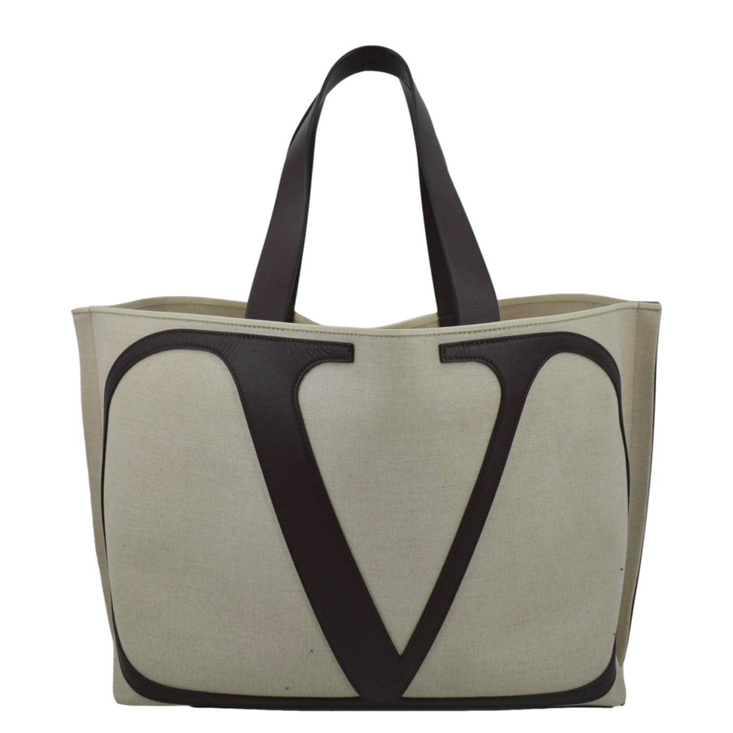 VALENTINO Garavani Strandtasche Mit Vlogo In Canvas Shopping Tote Bag Chocolate