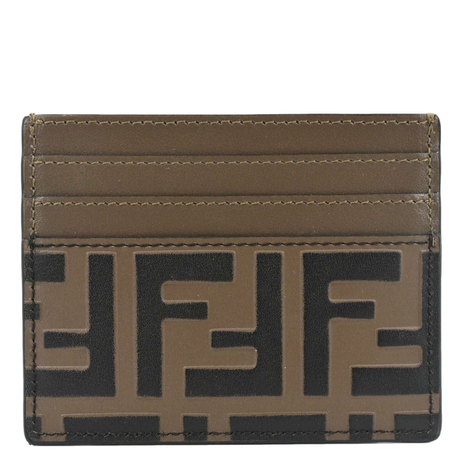 Fendi Quilted FF Leather Card Holder Brown