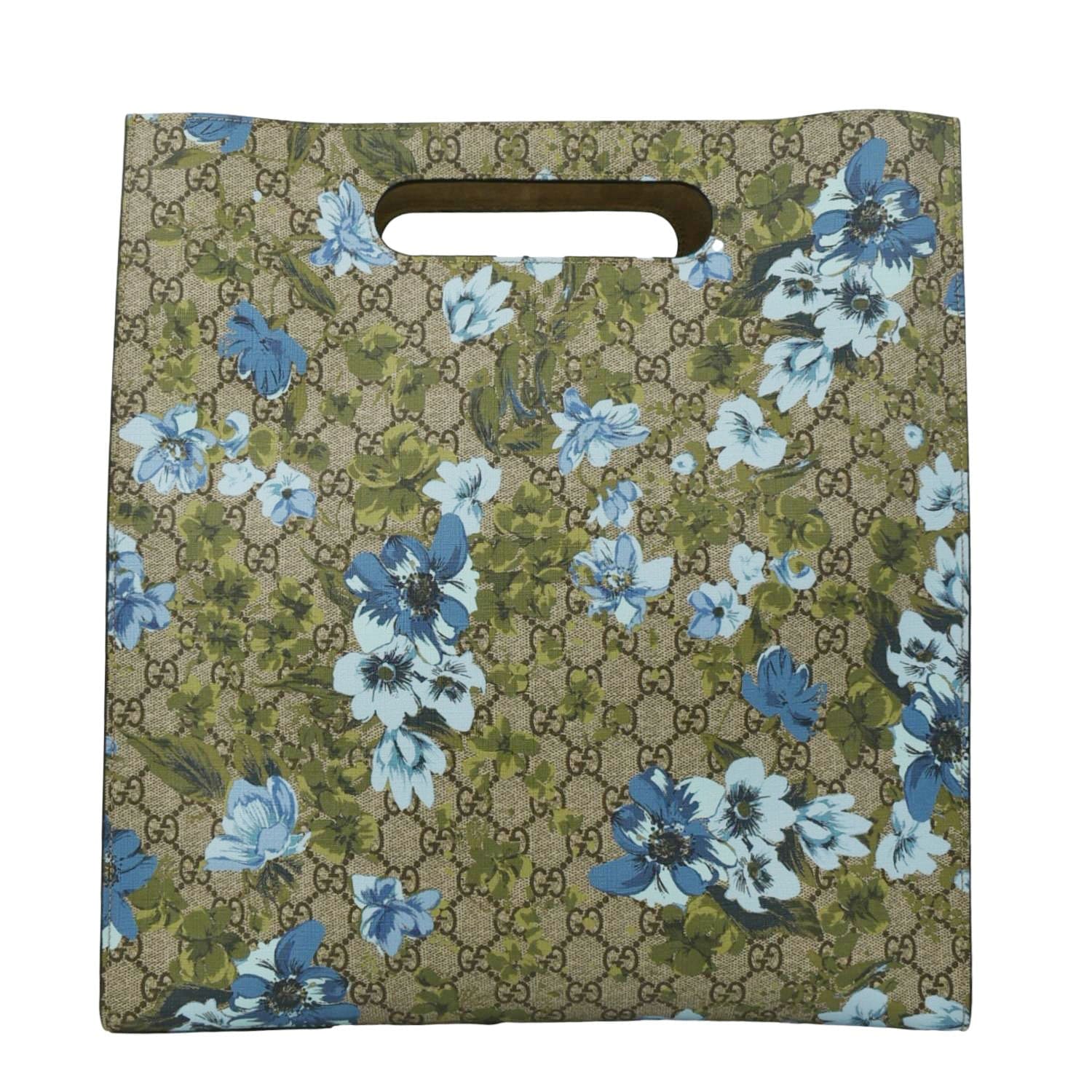 GUCCI GG Print Floral Supreme Tote Bag Blue 419582