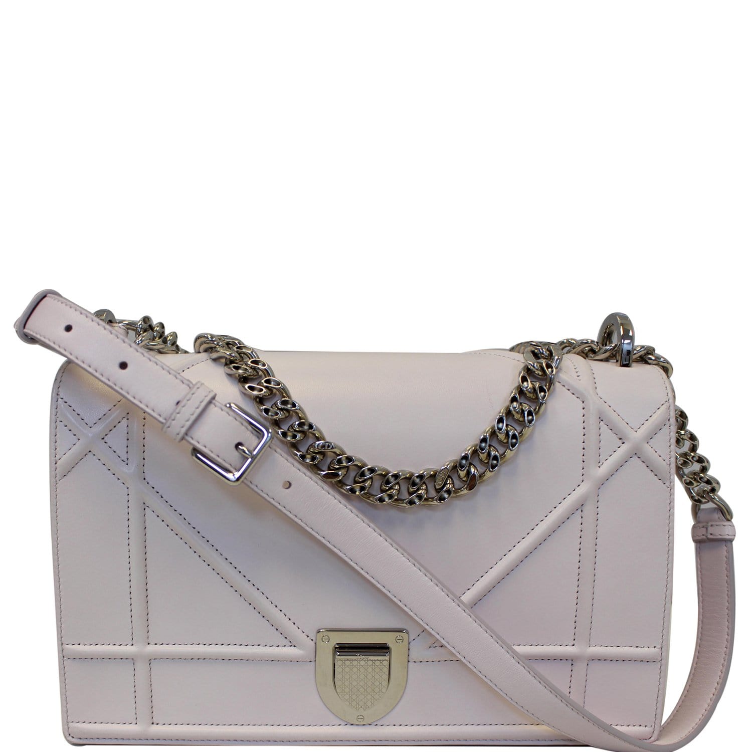 Christian Dior Diorama Flap Leather Medium Shoulder Bag White