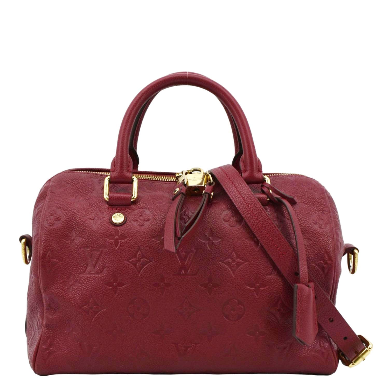 LOUIS VUITTON Speedy 25 Bandouliere Monogram Empreinte Crossbody Bag Fuchsia