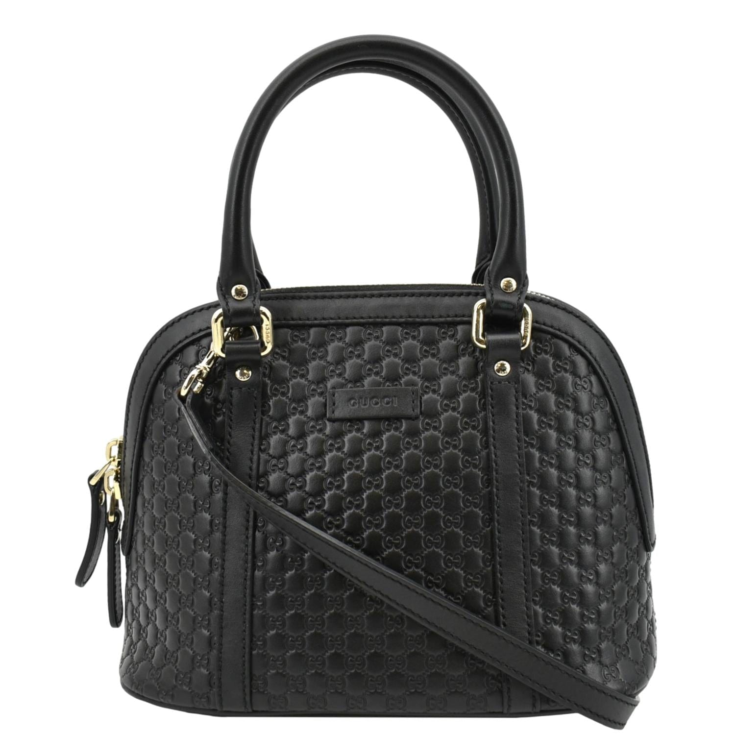 GUCCI Mini Dome Leather Crossbody Bag Black 449654