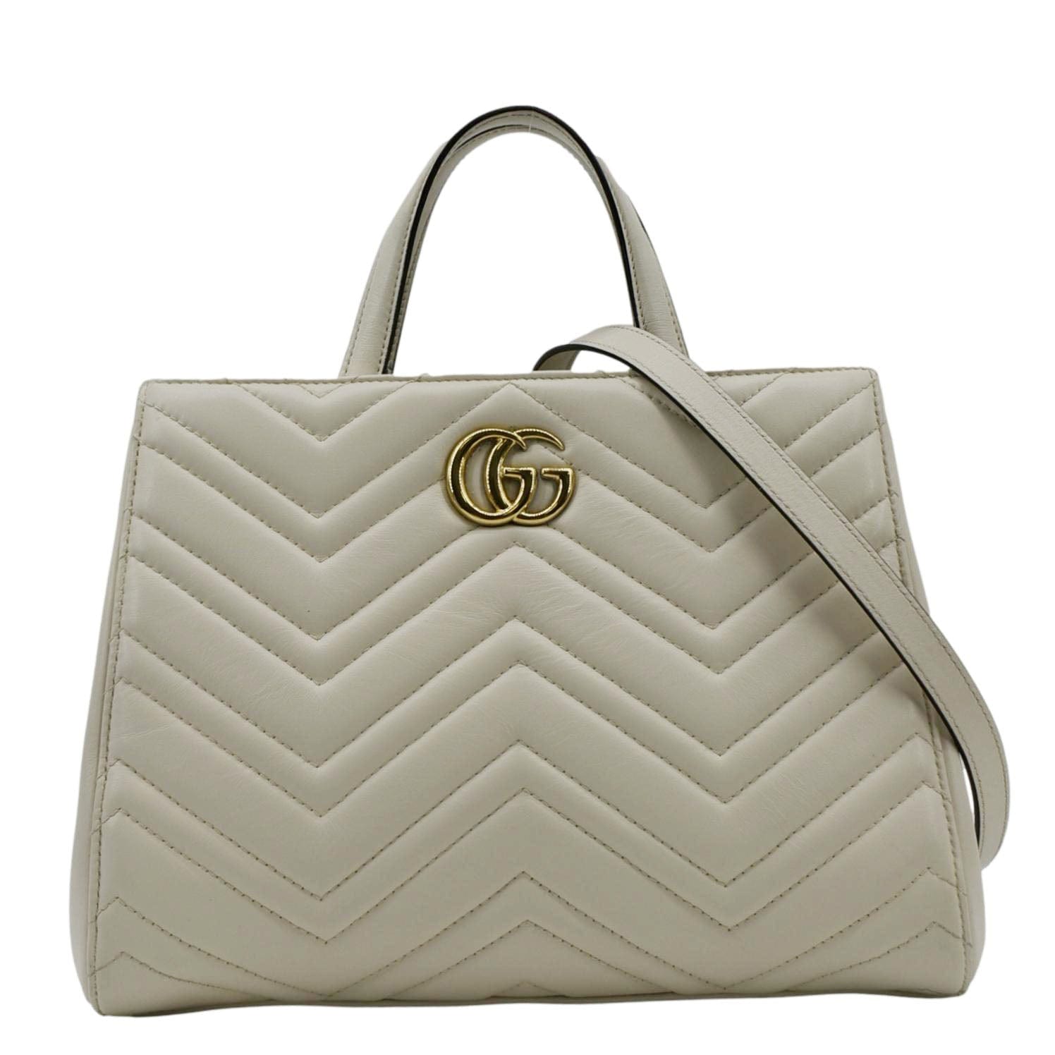 GUCCI GG Marmont Calfskin Matelasse Leather Shoulder Bag Off White 448054