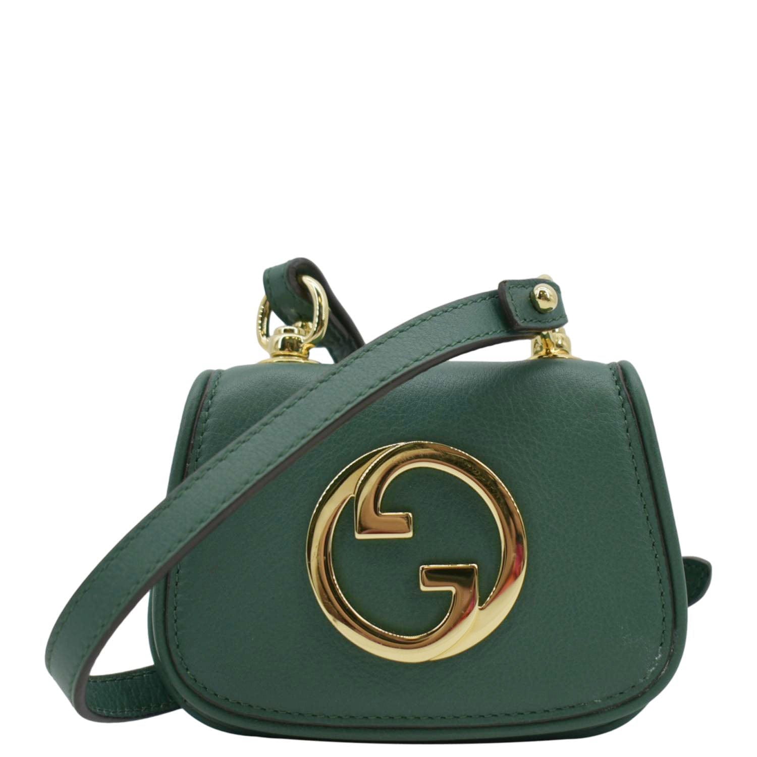 GUCCI Mini Blondie Leather Crossbody Bag Green 698635