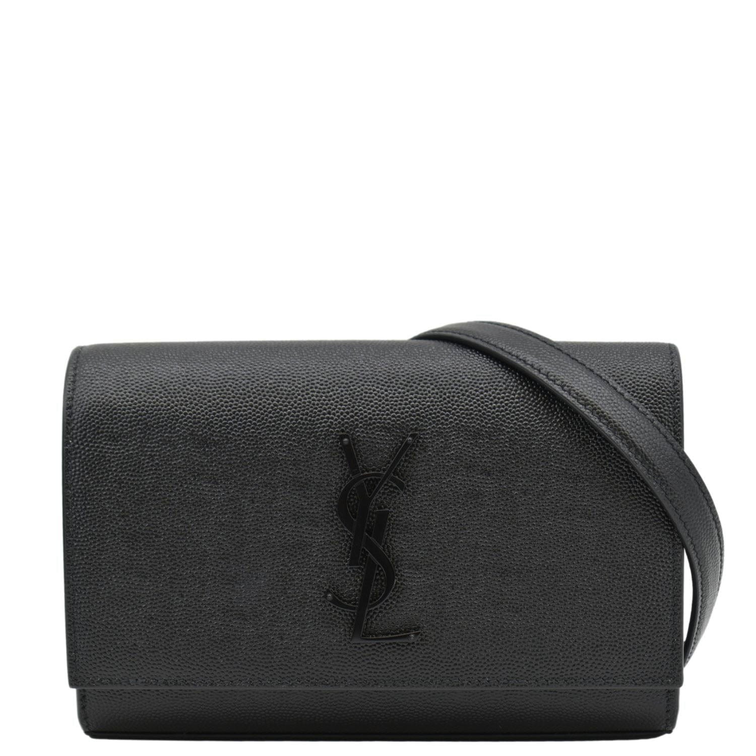 YVES SAINT LAURENT Kate Monogram Grain De Poudre Belt Bag Black