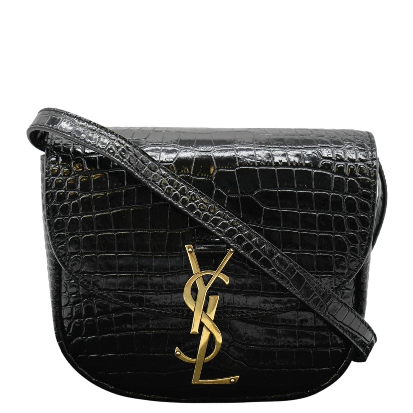 YVES SAINT LAURENT Kaia Small  Embossed Leather Satchel Bag Black