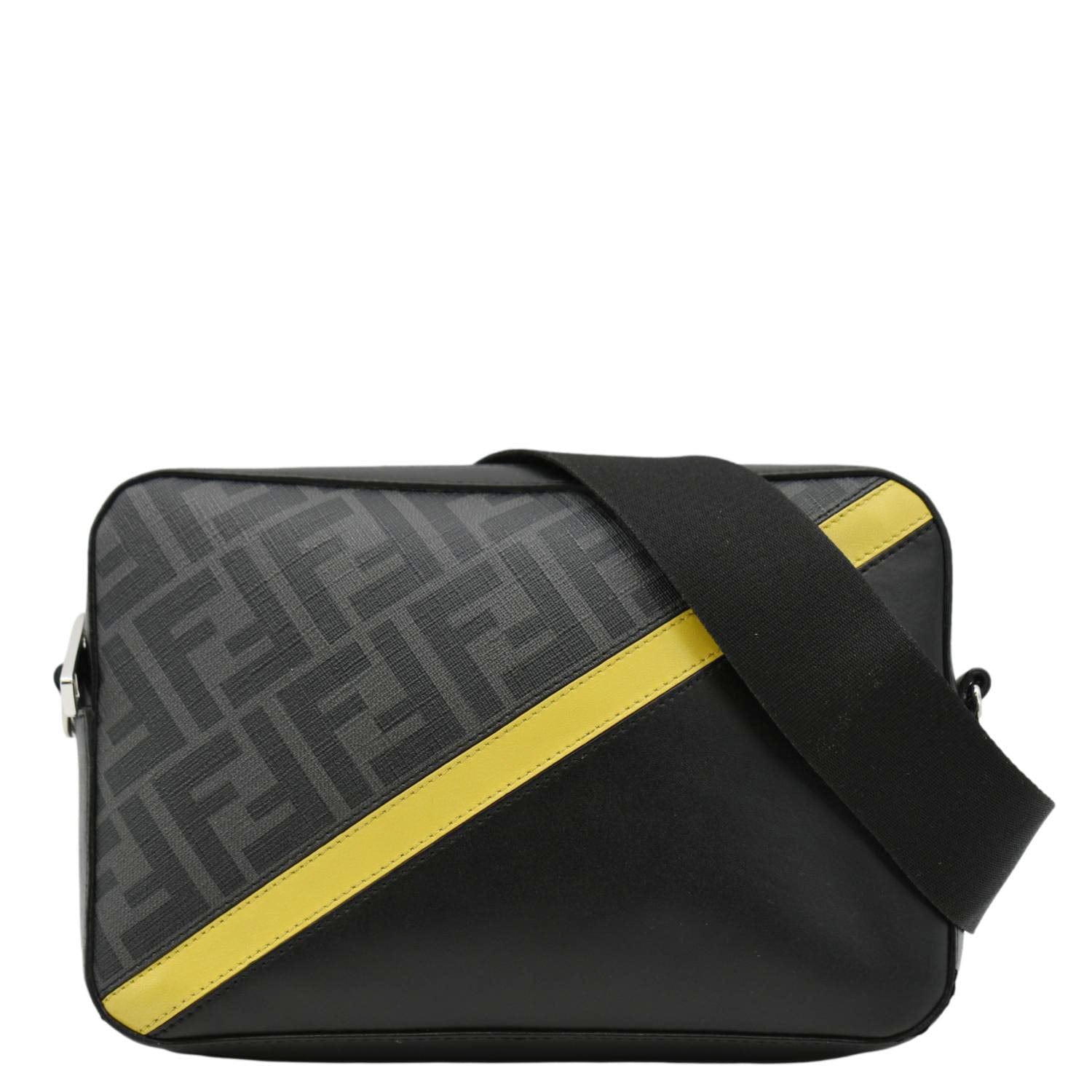 FENDI Diagonal Medium FF Zucca Canvas Camera Case Crossbody Bag Black