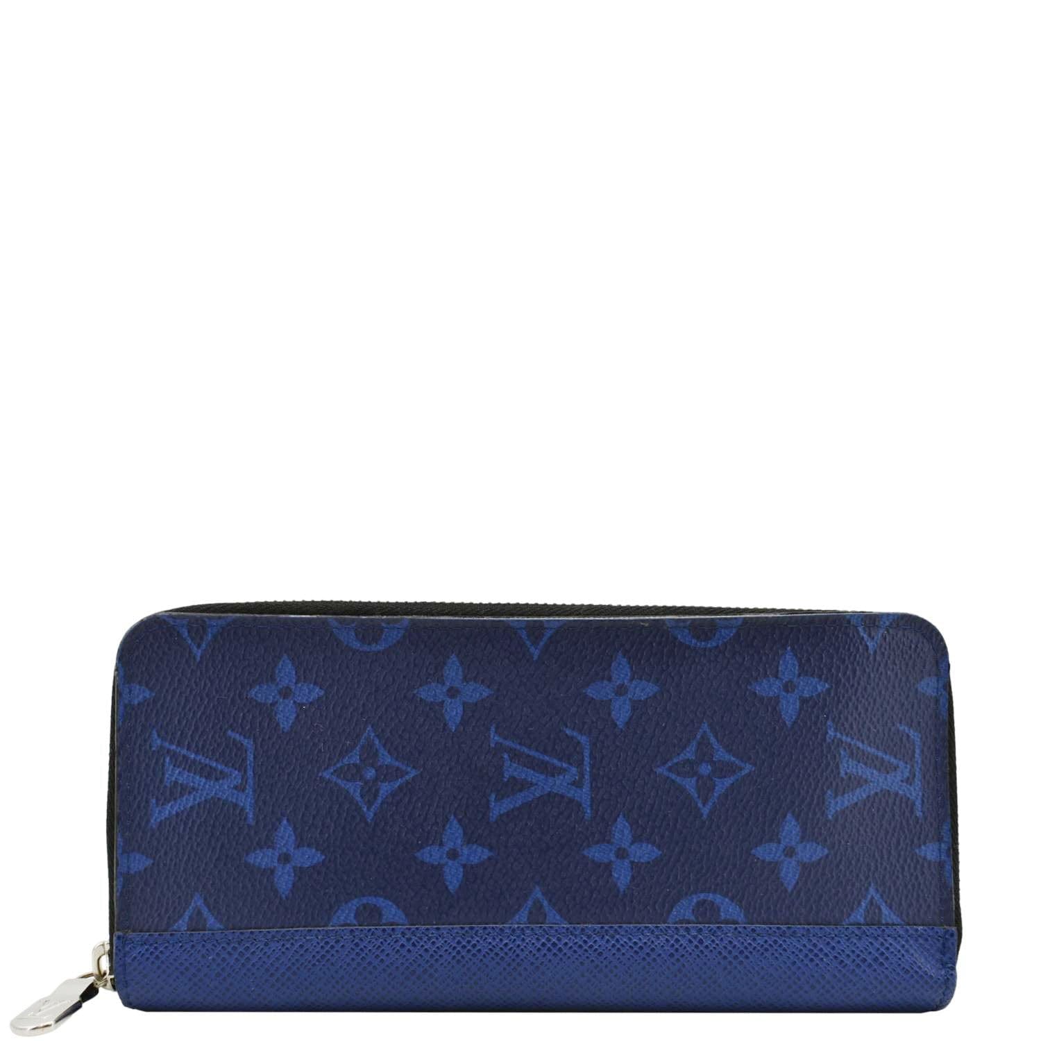 LOUIS VUITTON Zippy Vertical Taigarama Long Wallet Cobalt Blue