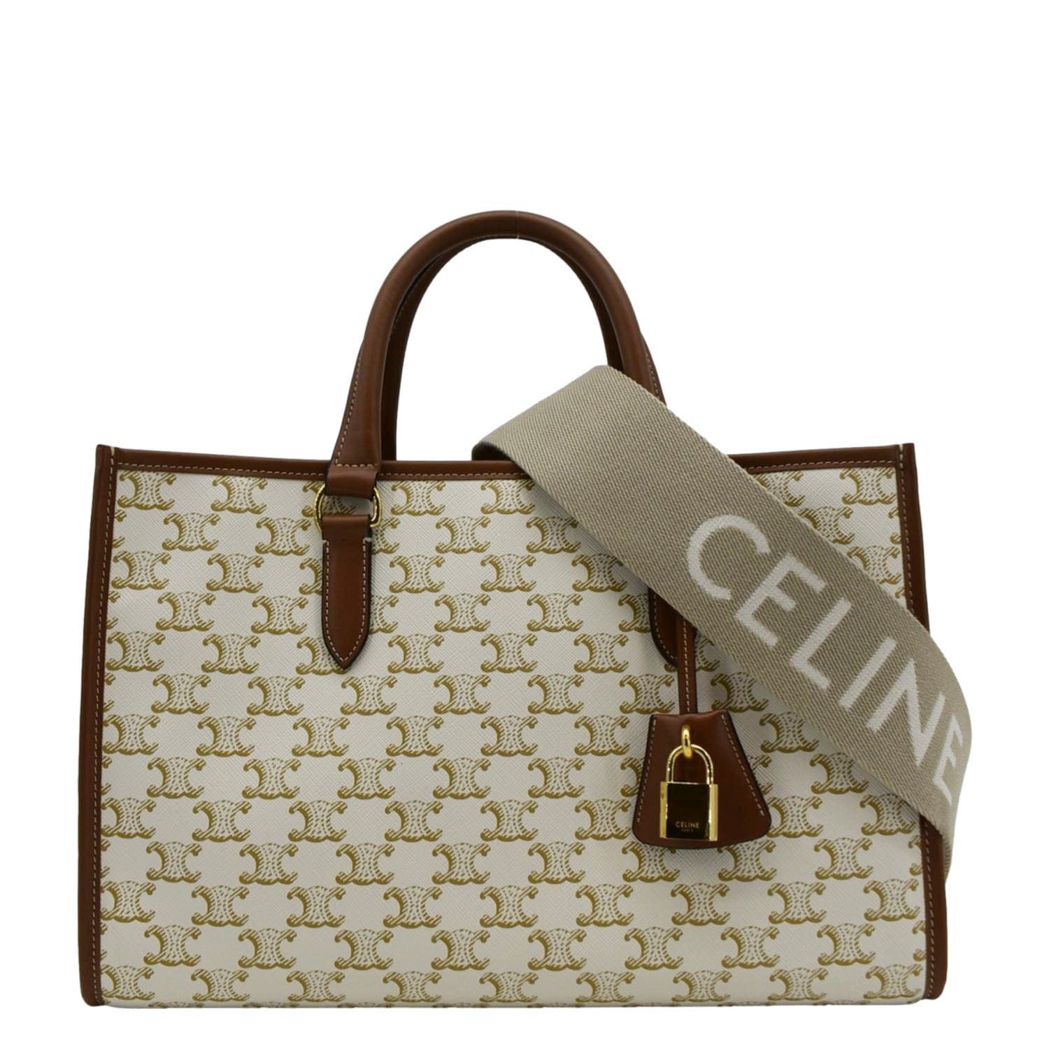 CELINE Horizontal Cabas Triomphe Canvas Tote Cream