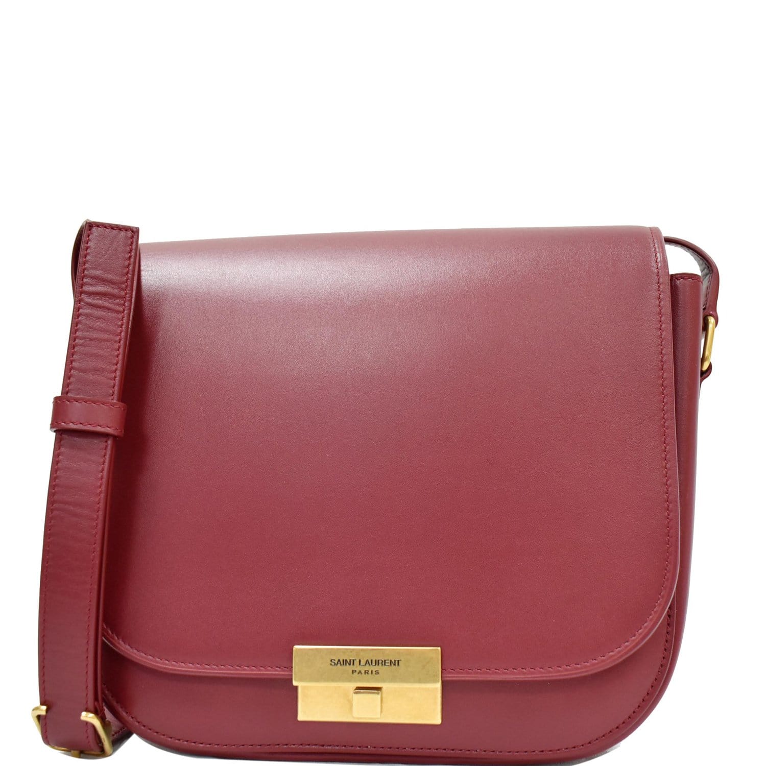 YVES SAINT LAURENT Betty Smooth Leather Shoulder Bag Burgundy