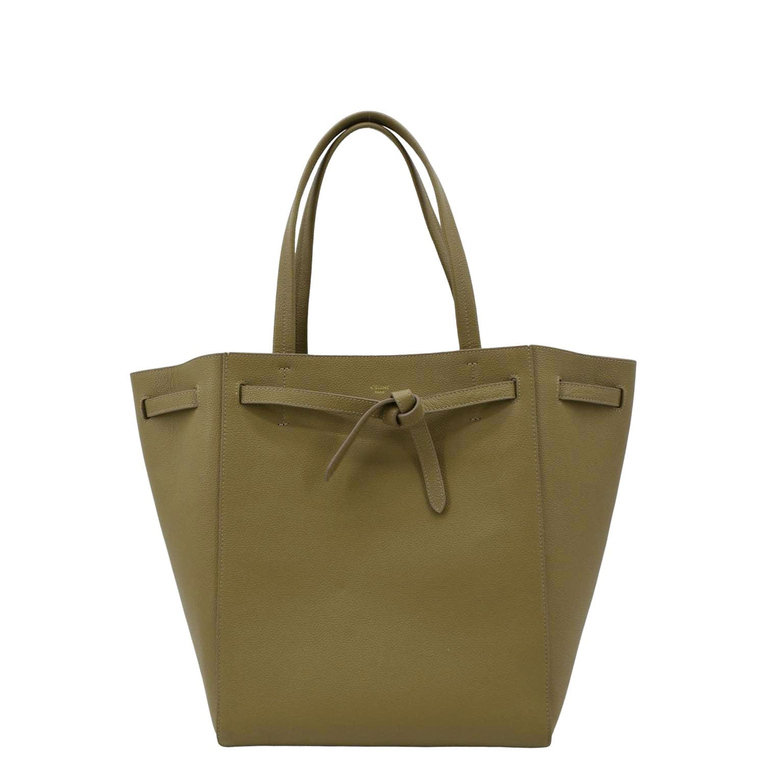 CELINE Cabas Phantom Grained Calfskin Leather Tote Bag Taupe