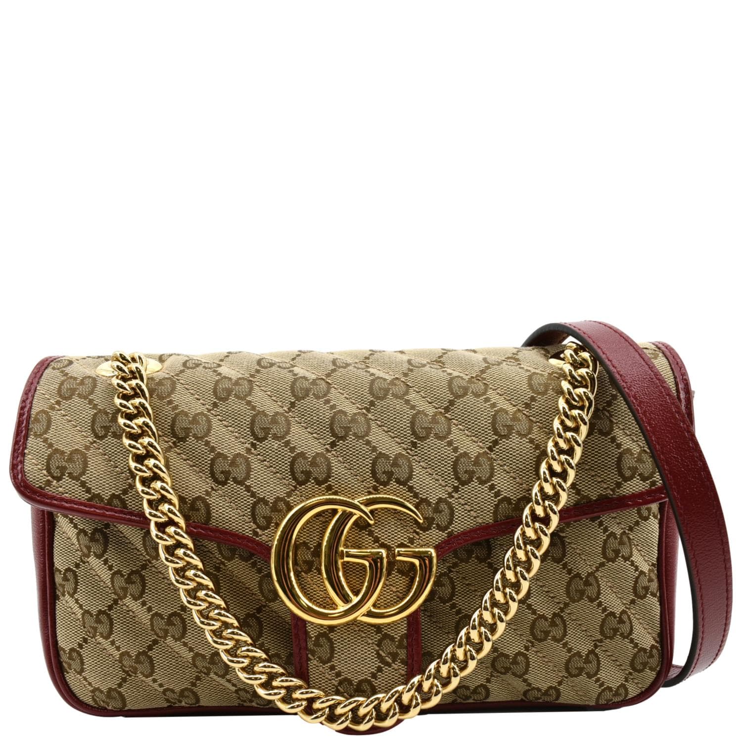 GUCCI GG Marmont Small Matelasse Canvas Shoulder Bag Red 443497