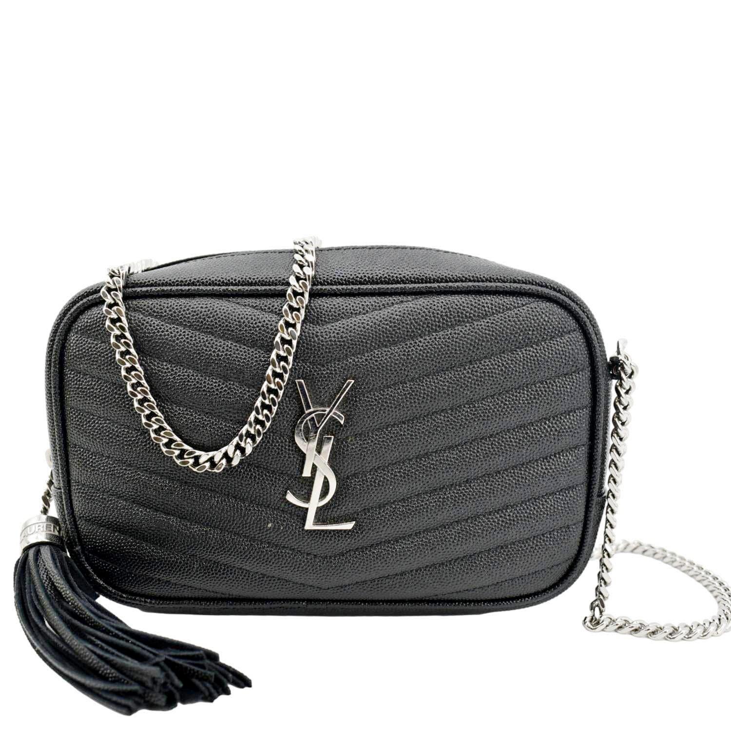 YVES SAINT LAURENT Mini Lou Leather Camera Crossbody Bag Black