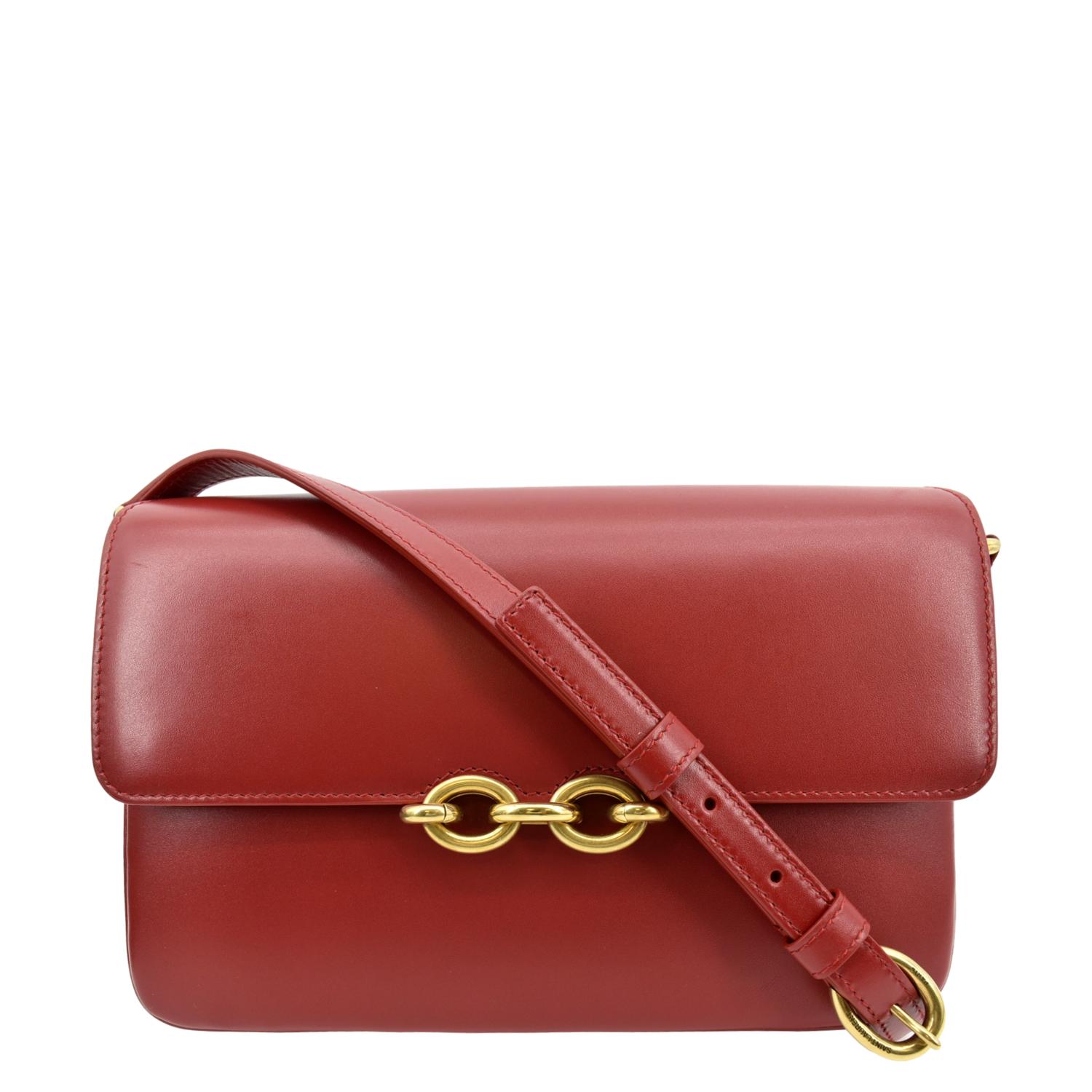 YVES SAINT LAURENT Le Maillon Smooth Leather Shoulder Bag Red