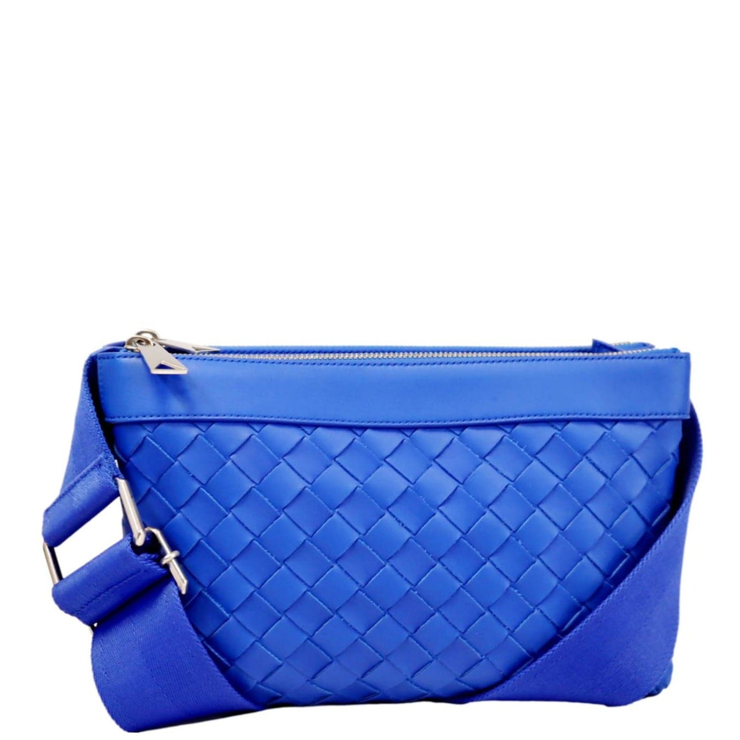 BOTTEGA VENETA Intrecciato Leather Crossbody Messenger Bag Blue