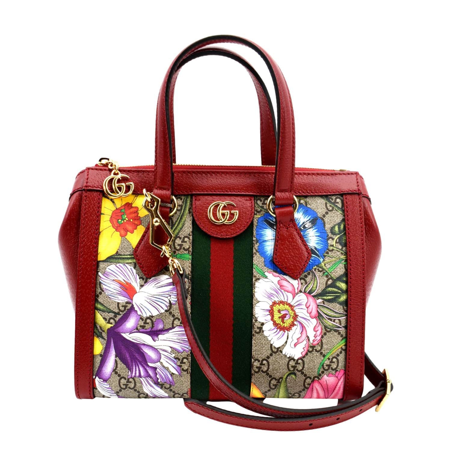 GUCCI Ophidia GG Flora Supreme Small Tote Bag Red 547551