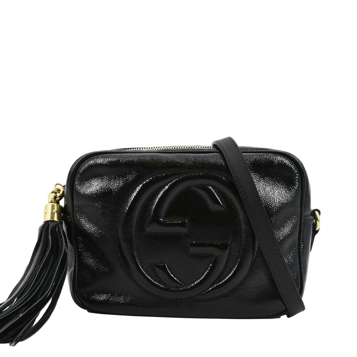 GUCCI Soho Disco Patent Leather Crossbody Bag Black 308364