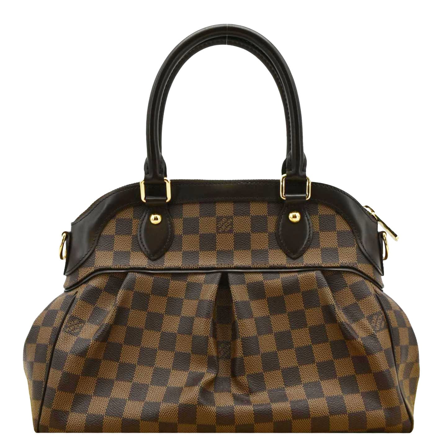 LOUIS VUITTON Trevi PM Damier Ebene Satchel Bag Brown