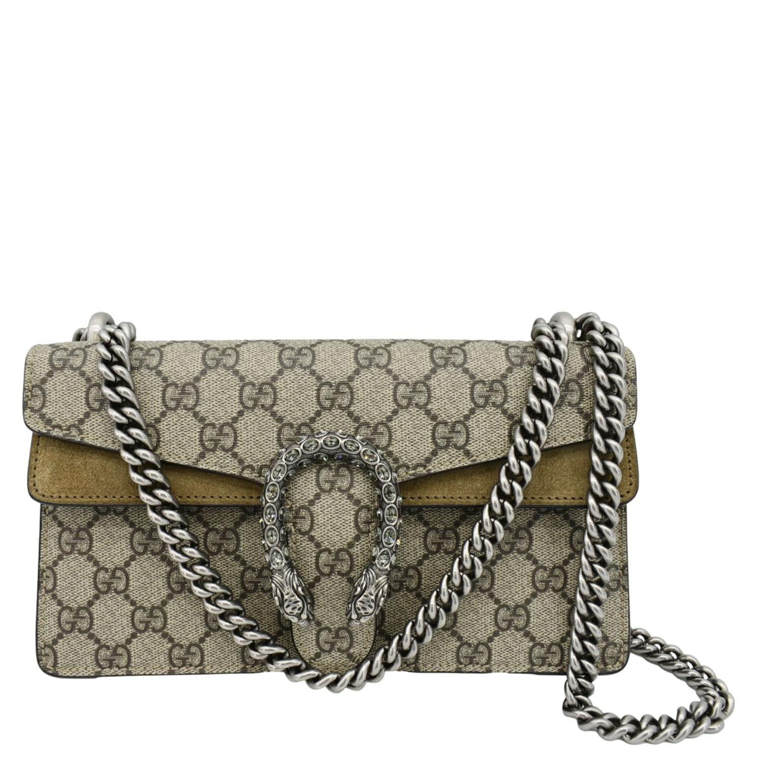 GUCCI Dionysus Small GG Supreme Shoulder Bag Beige 499623