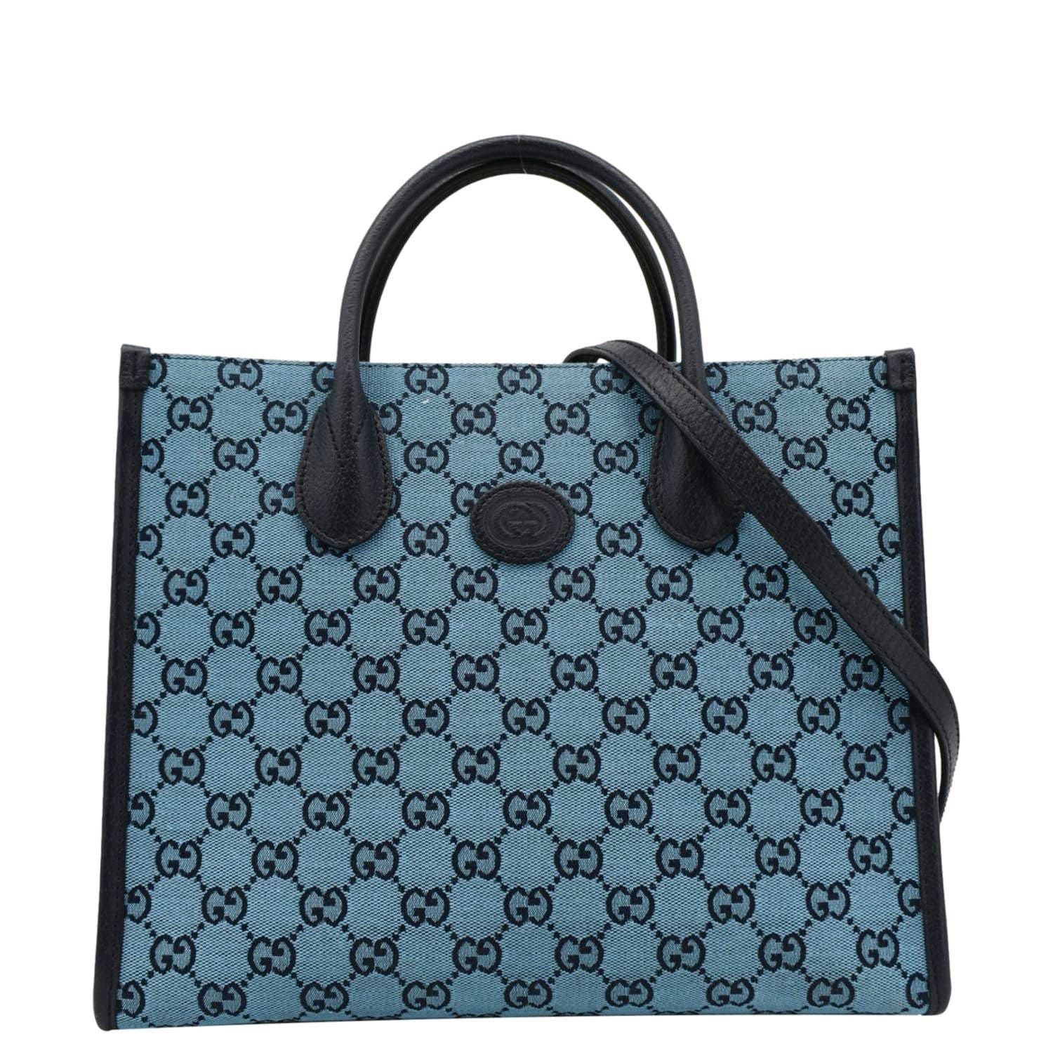 GUCCI Interlocking GG Supreme Canvas Tote Bag Blue 659983