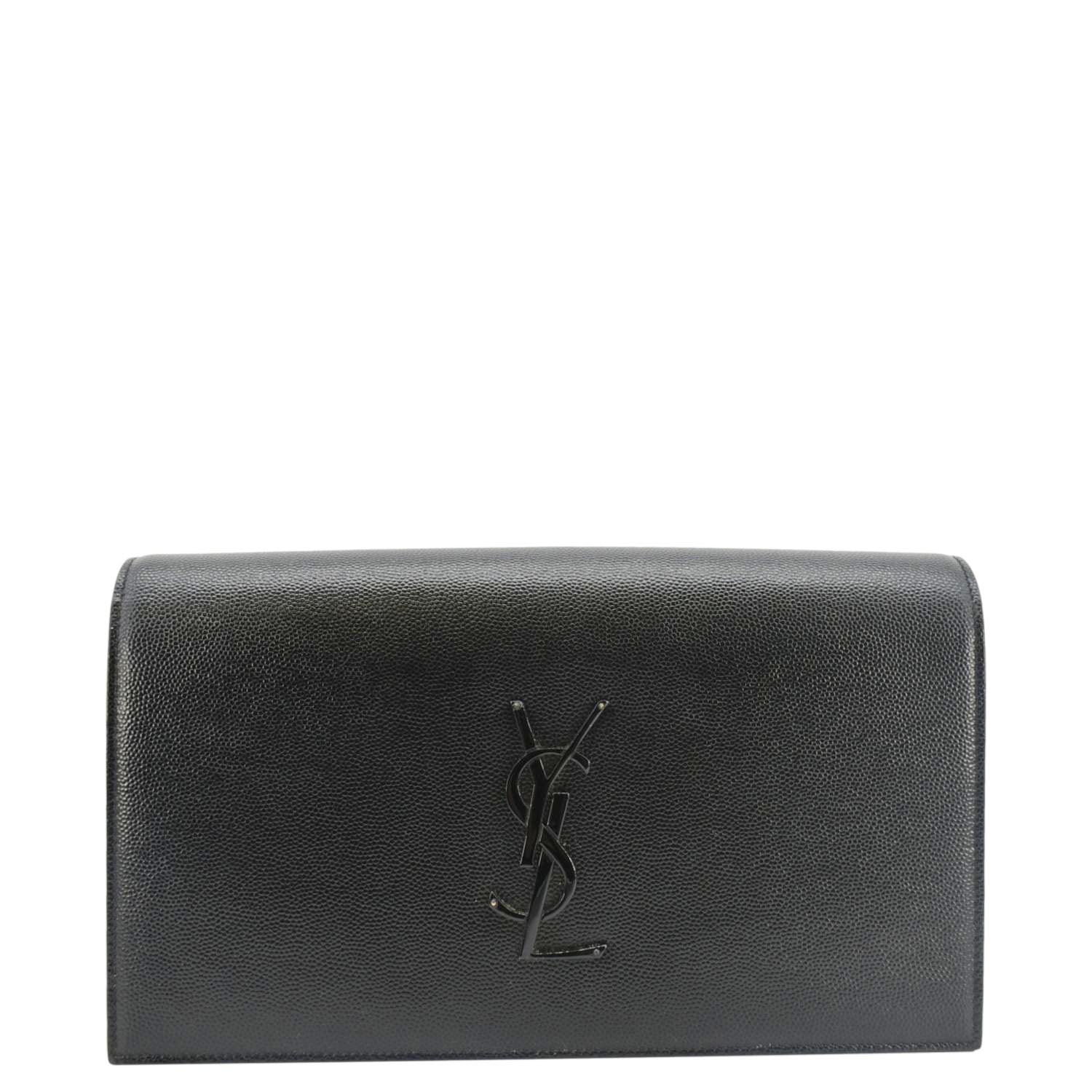 YVES SAINT LAURENT Kate Grained Leather Clutch Black