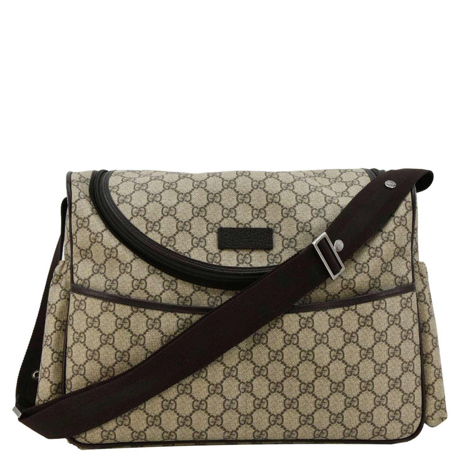 GUCCI Diaper GG Supreme Monogram Canvas Shoulder Bag Beige 123326