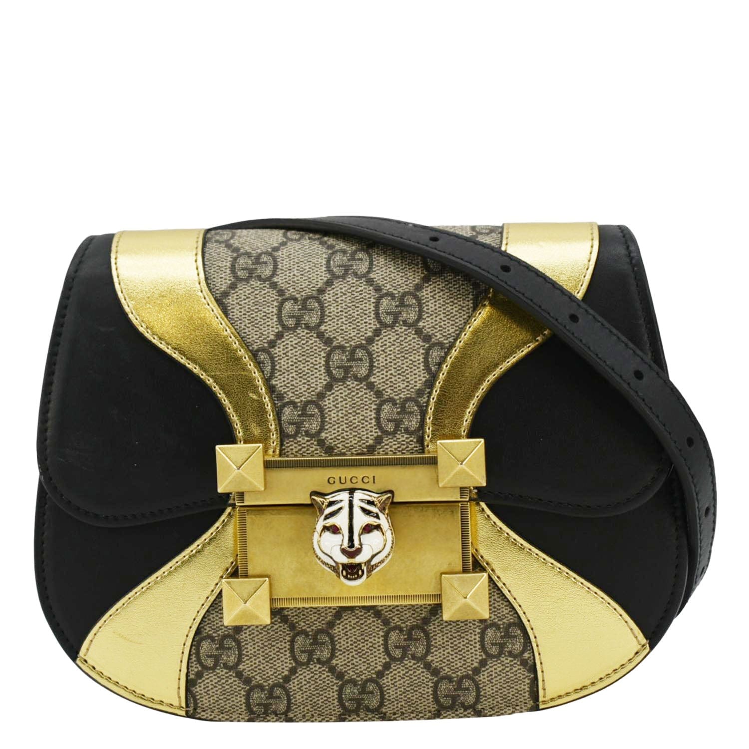 GUCCI Ogilide GG Supreme Canvas Shoulder Bag Gold 500781