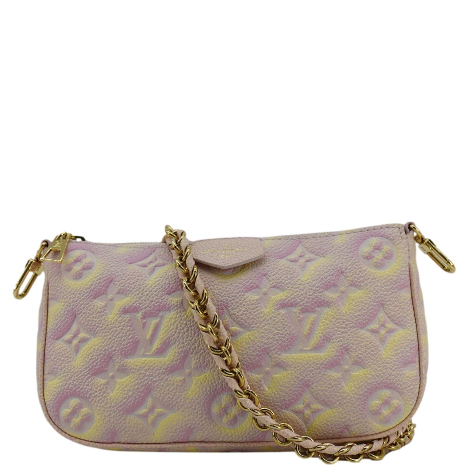 LOUIS VUITTON Pochette Summer Stardust Monogram Empreinte Leather Shoulder Bag Pink