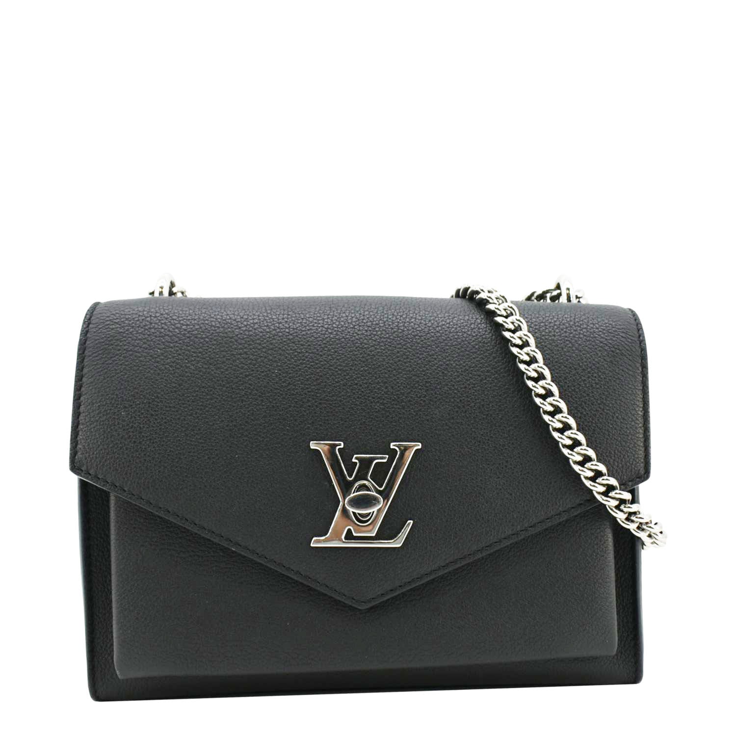 LOUIS VUITTON Mylockme Leather Chain Crossbody Bag Black