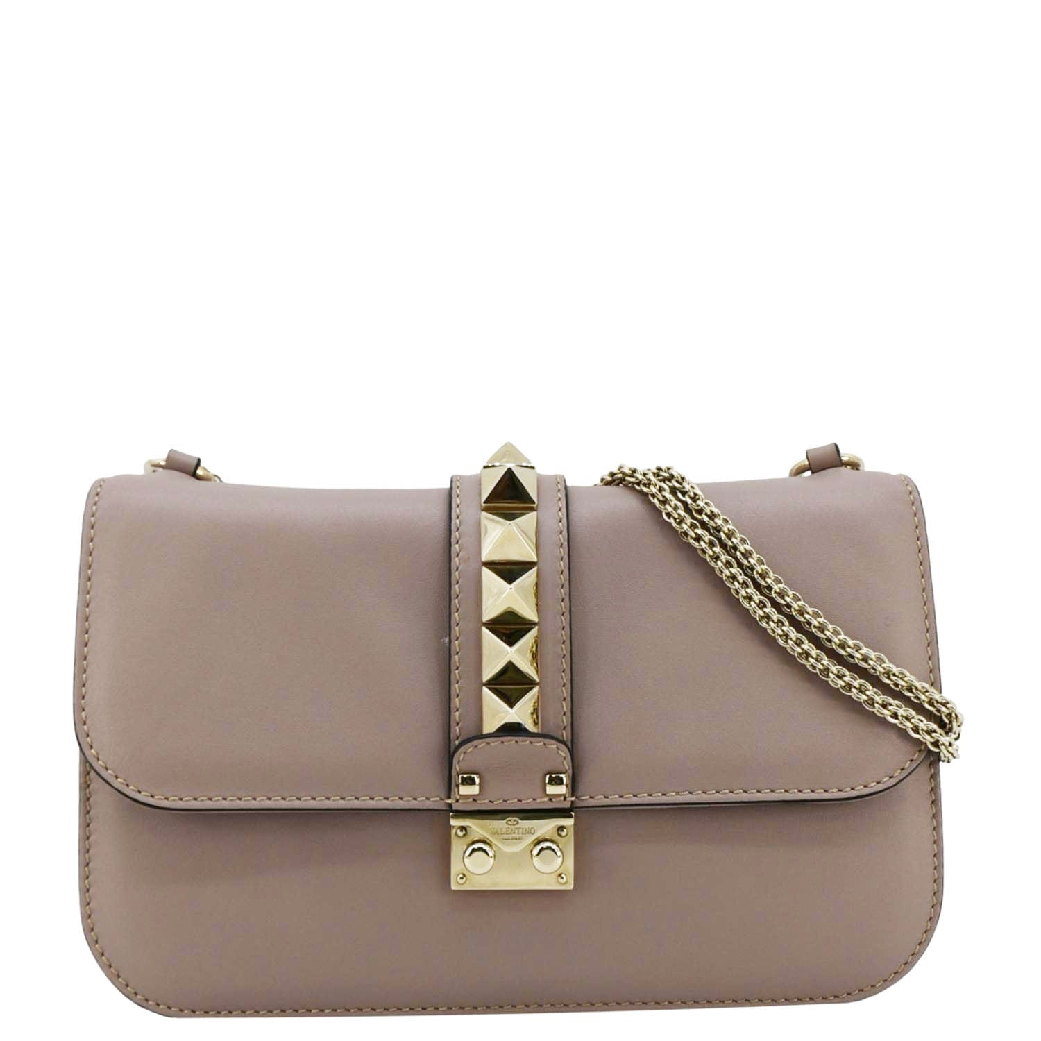 VALENTINO Glam Lock Rockstud Flap Medium Leather Crossbody Bag Light Purple