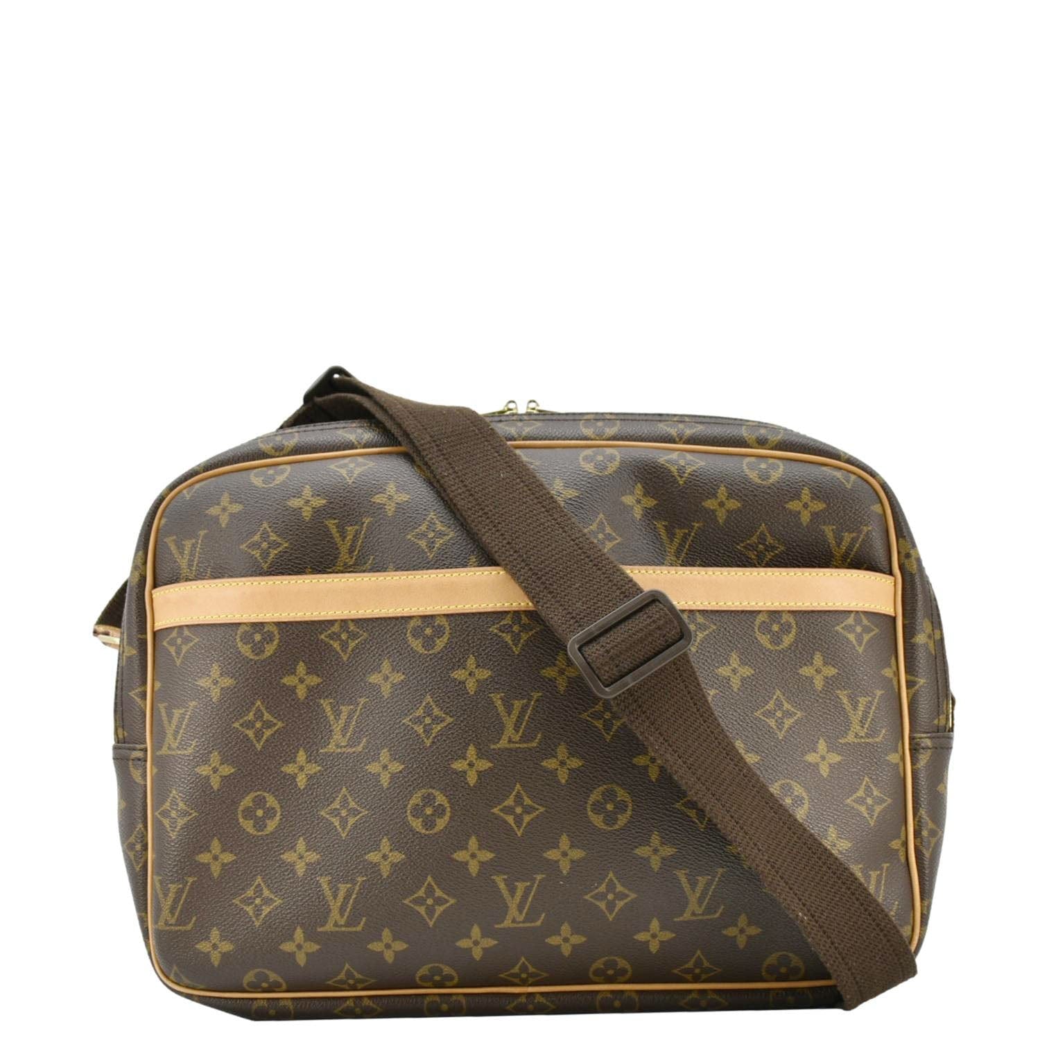 LOUIS VUITTON Reporter Monogram Canvas Shoulder Bag Brown