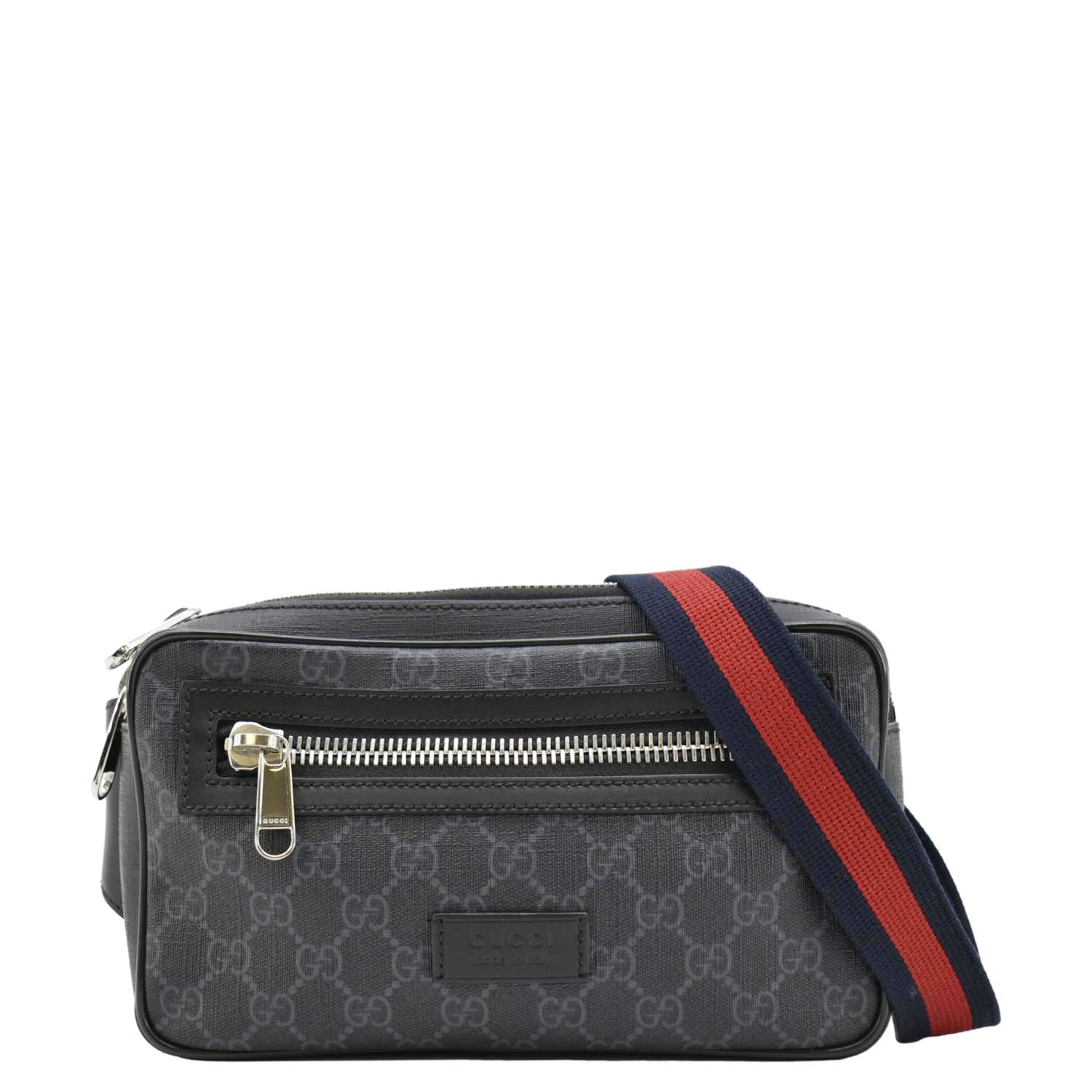 GUCCI GG Supreme Canvas Zip Belt Bag Black 474293