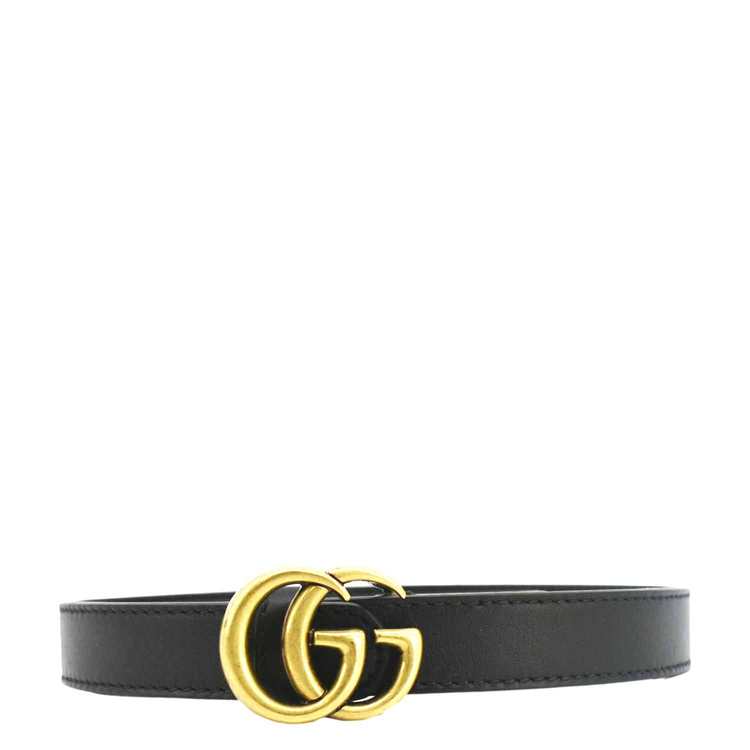 GUCCI Double G buckle Marmont Reversible Leather Belt Black 404912 Size 70.28