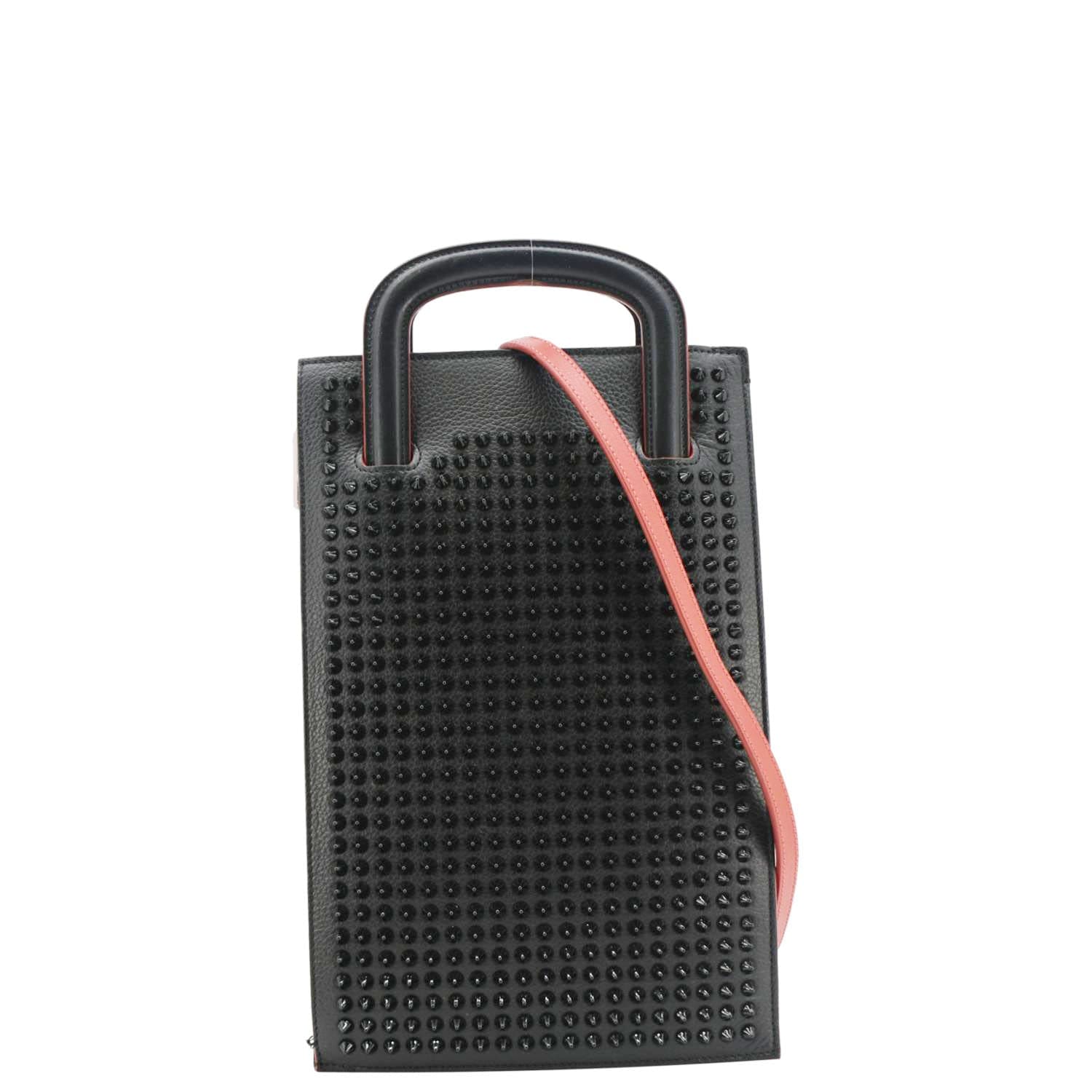 CHRISTIAN LOUBOUTIN Trick Track Small Spiked Leather Clutch Black