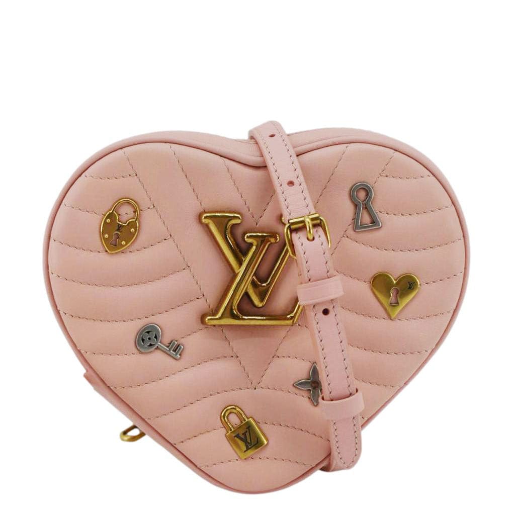 LOUIS VUITTON New Wave Heart Quilted Leather Shoulder Bag Dusty Pink