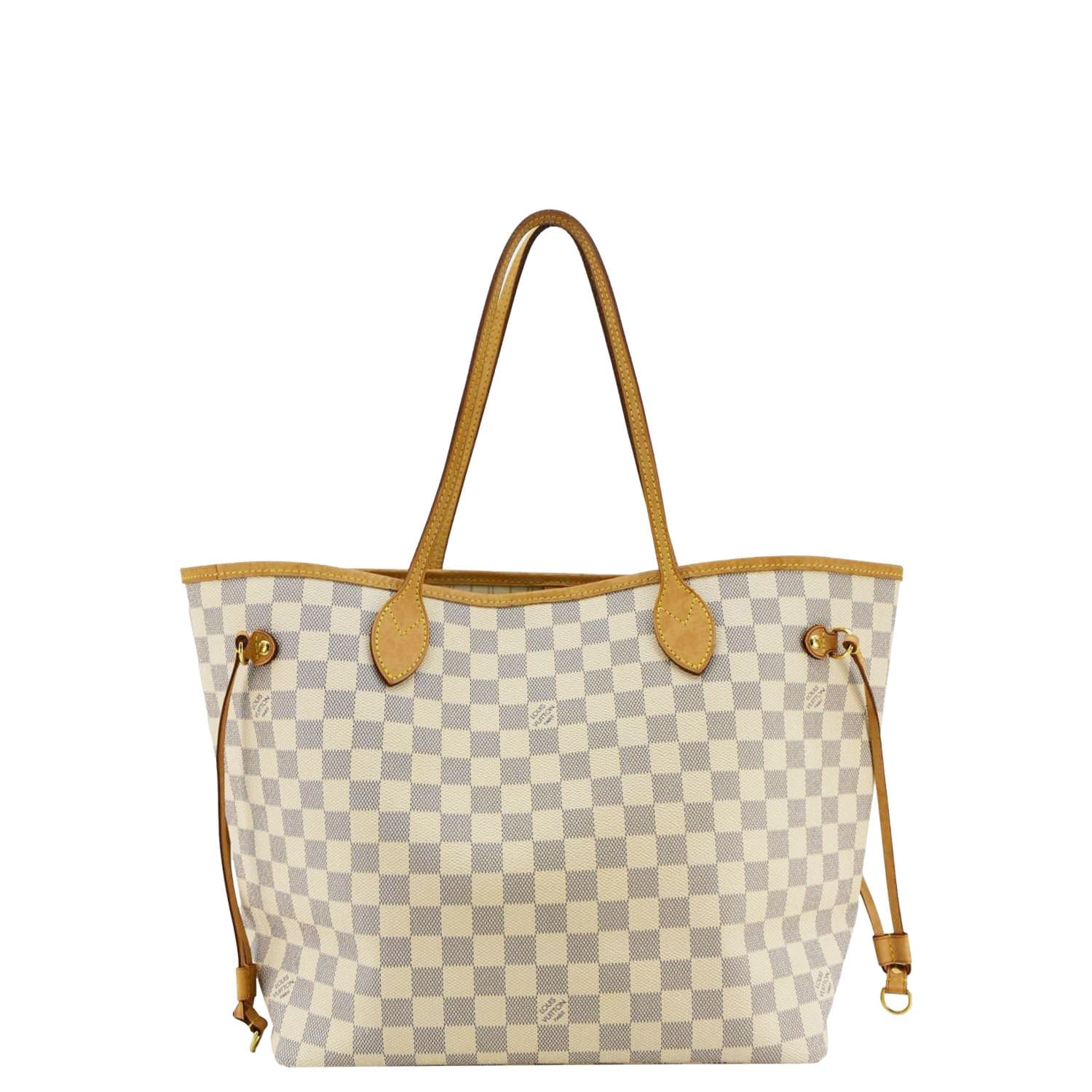 LOUIS VUITTON Neverfull MM Damier Azur Shoulder Bag White